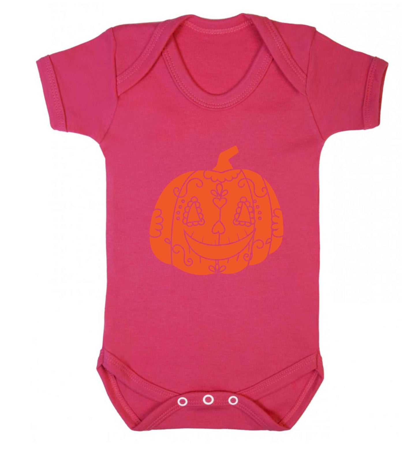 Pumpkin sugar skull baby vest dark pink 18-24 months