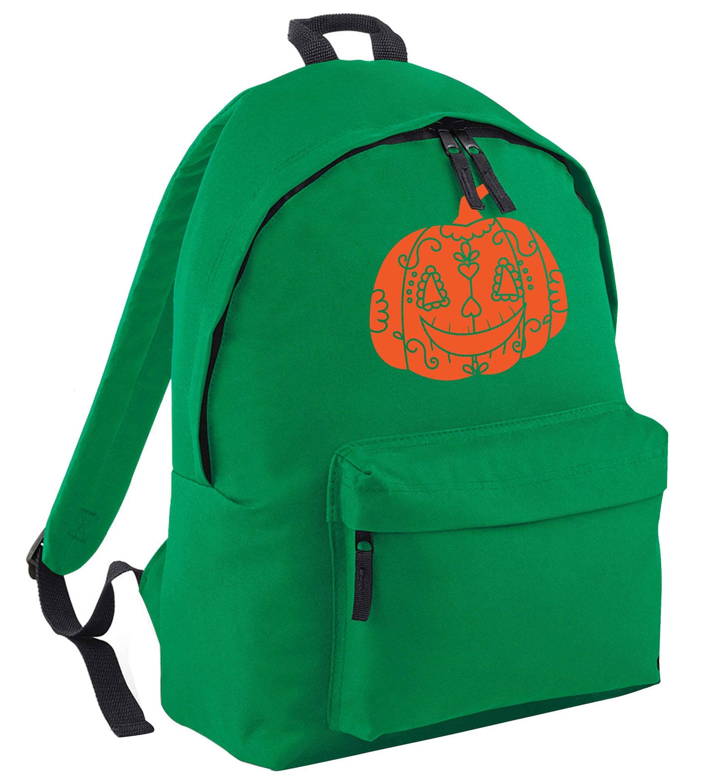 Pumpkin sugar skull green adults backpack