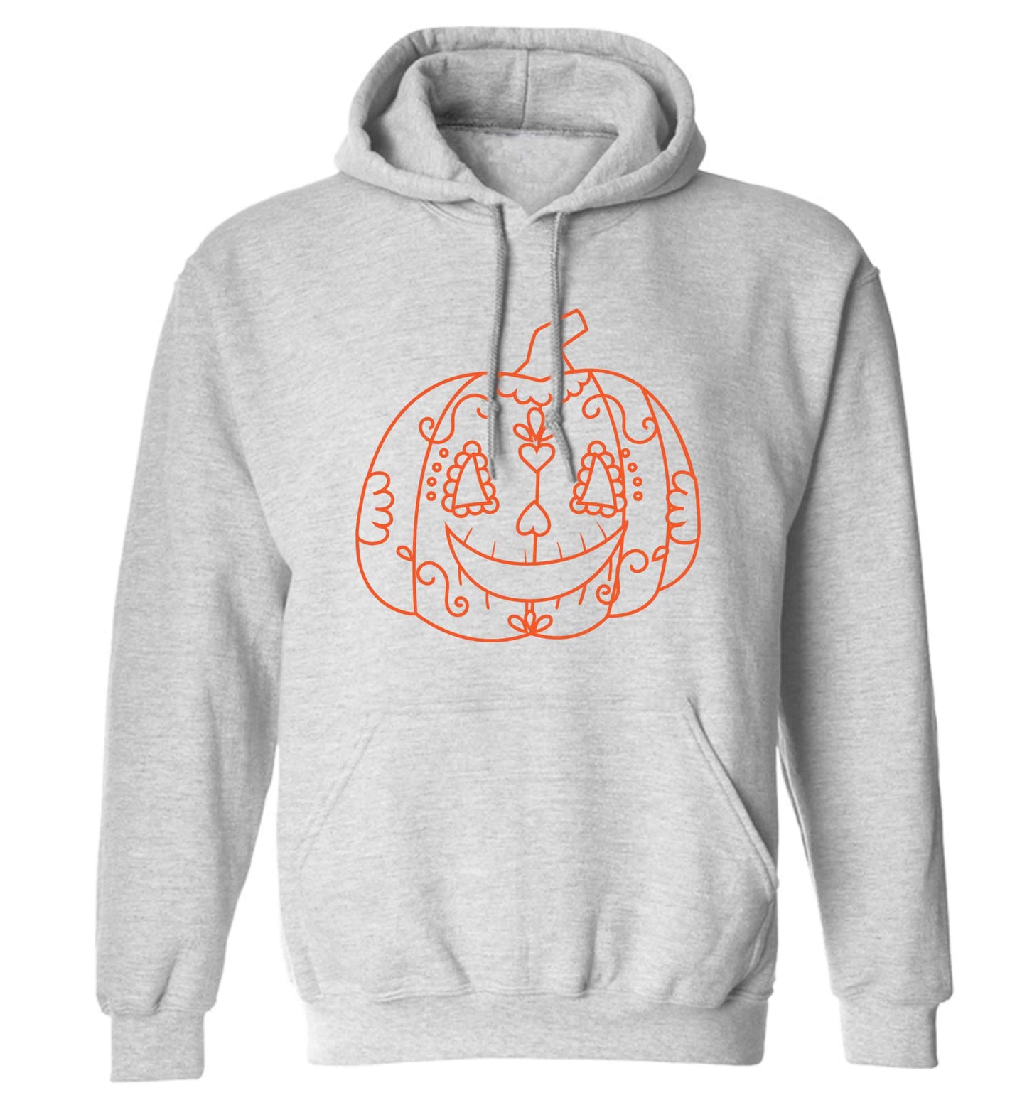 Pumpkin sugar skull adults unisex grey hoodie 2XL