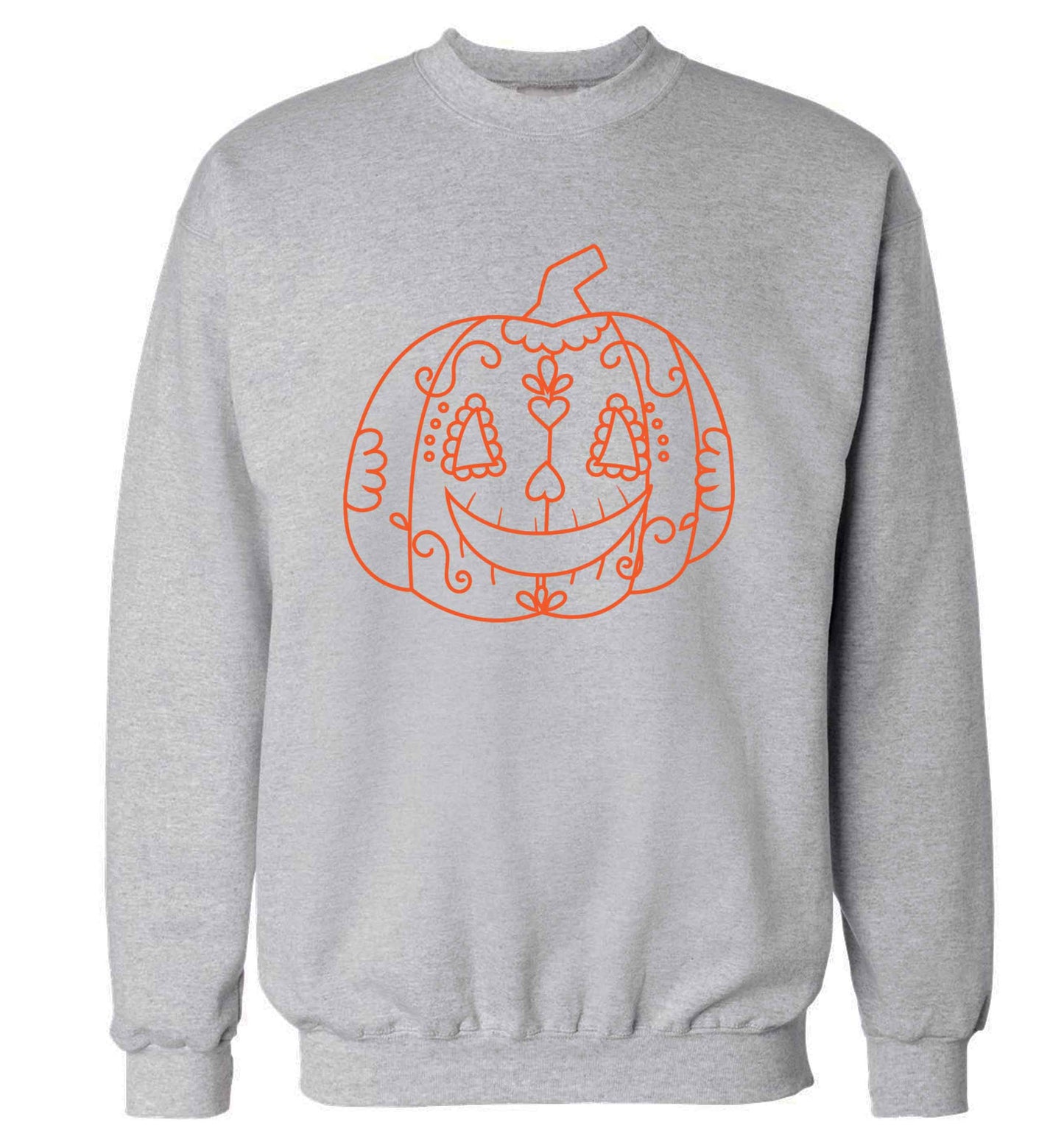 Pumpkin sugar skull adult's unisex grey sweater 2XL