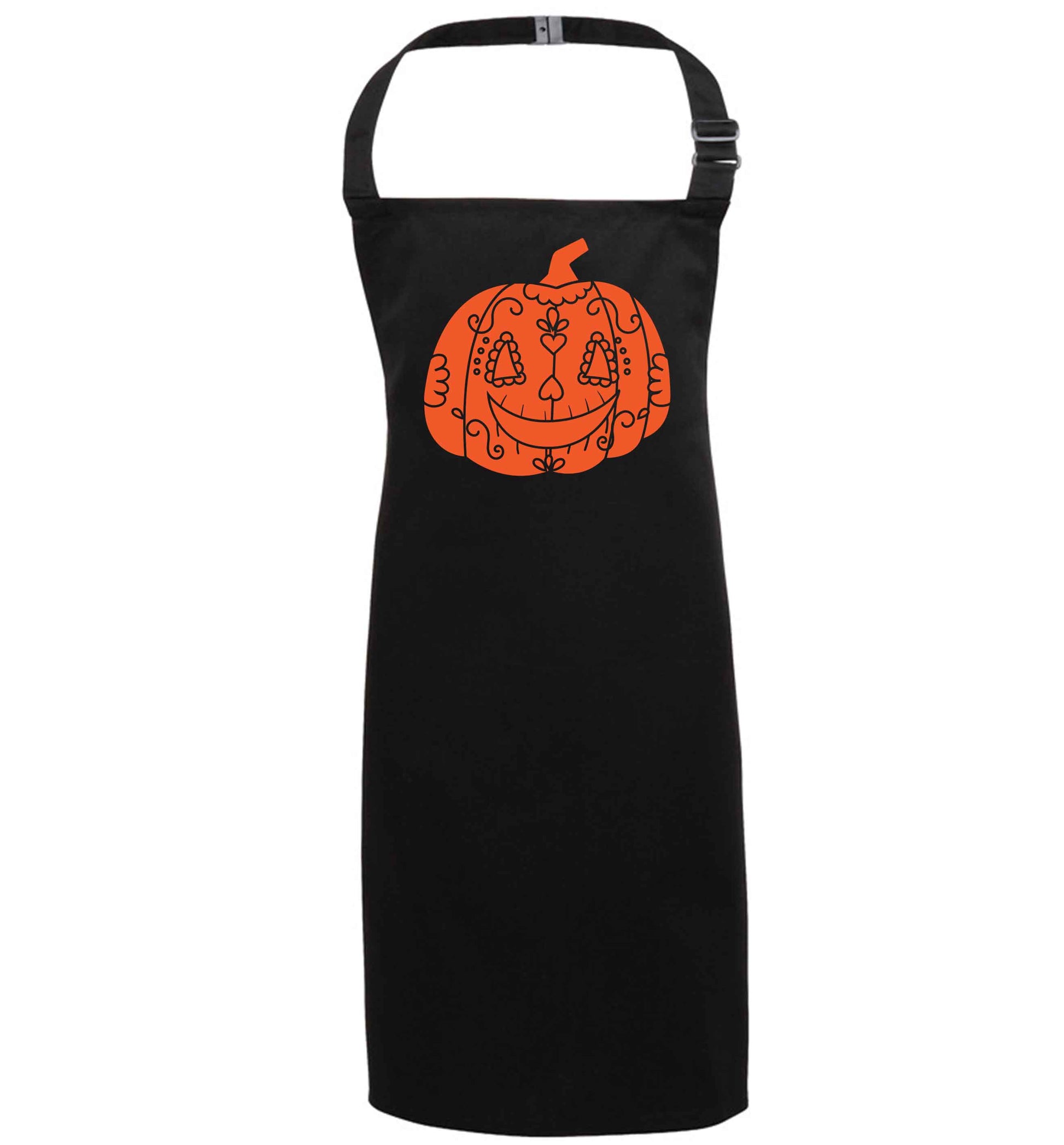 Pumpkin sugar skull black apron 7-10 years