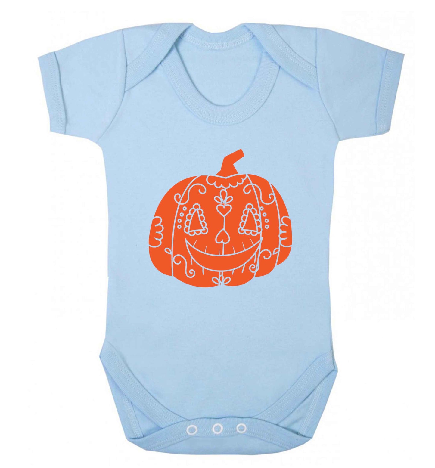 Pumpkin sugar skull baby vest pale blue 18-24 months