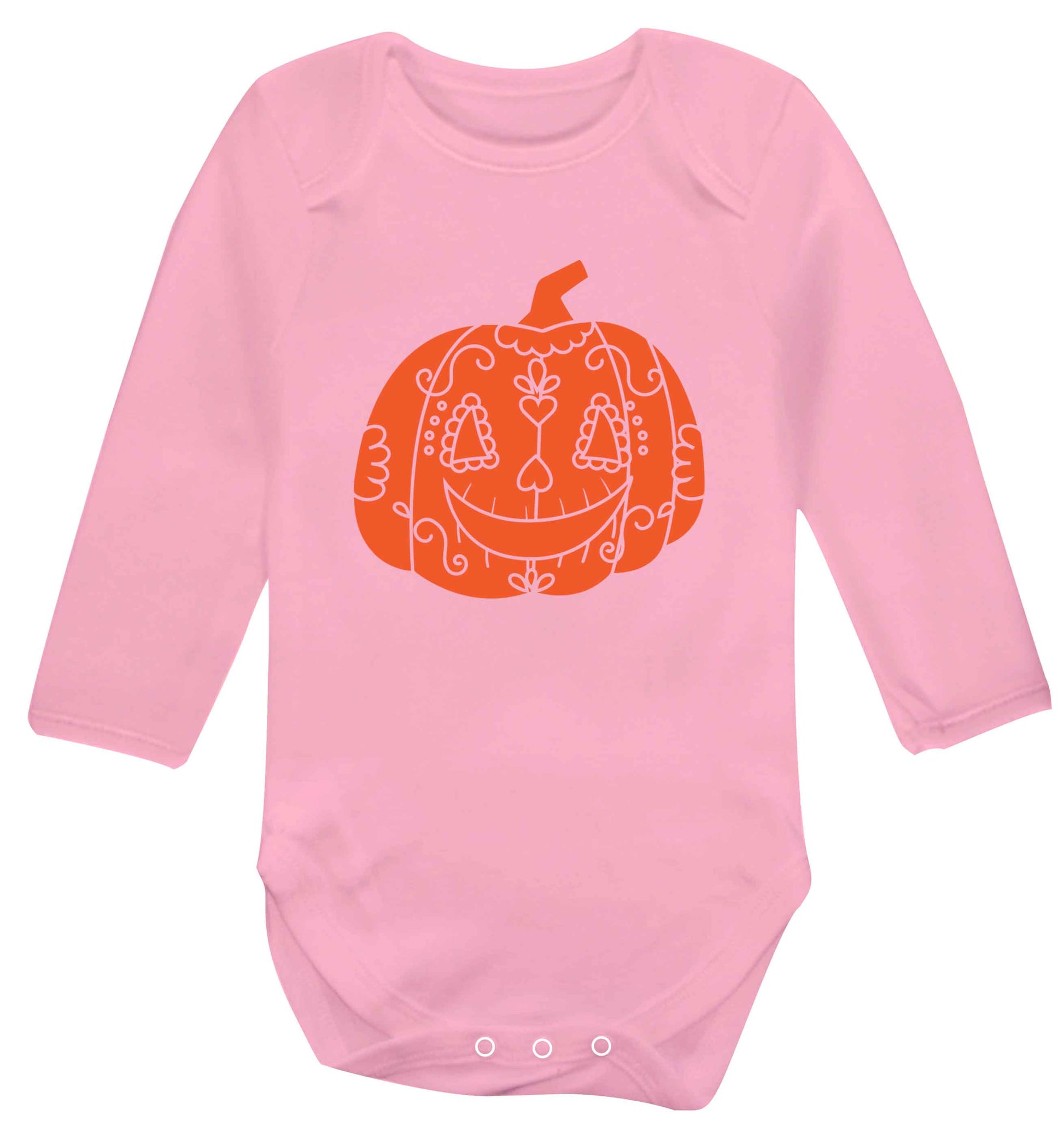 Pumpkin sugar skull baby vest long sleeved pale pink 6-12 months