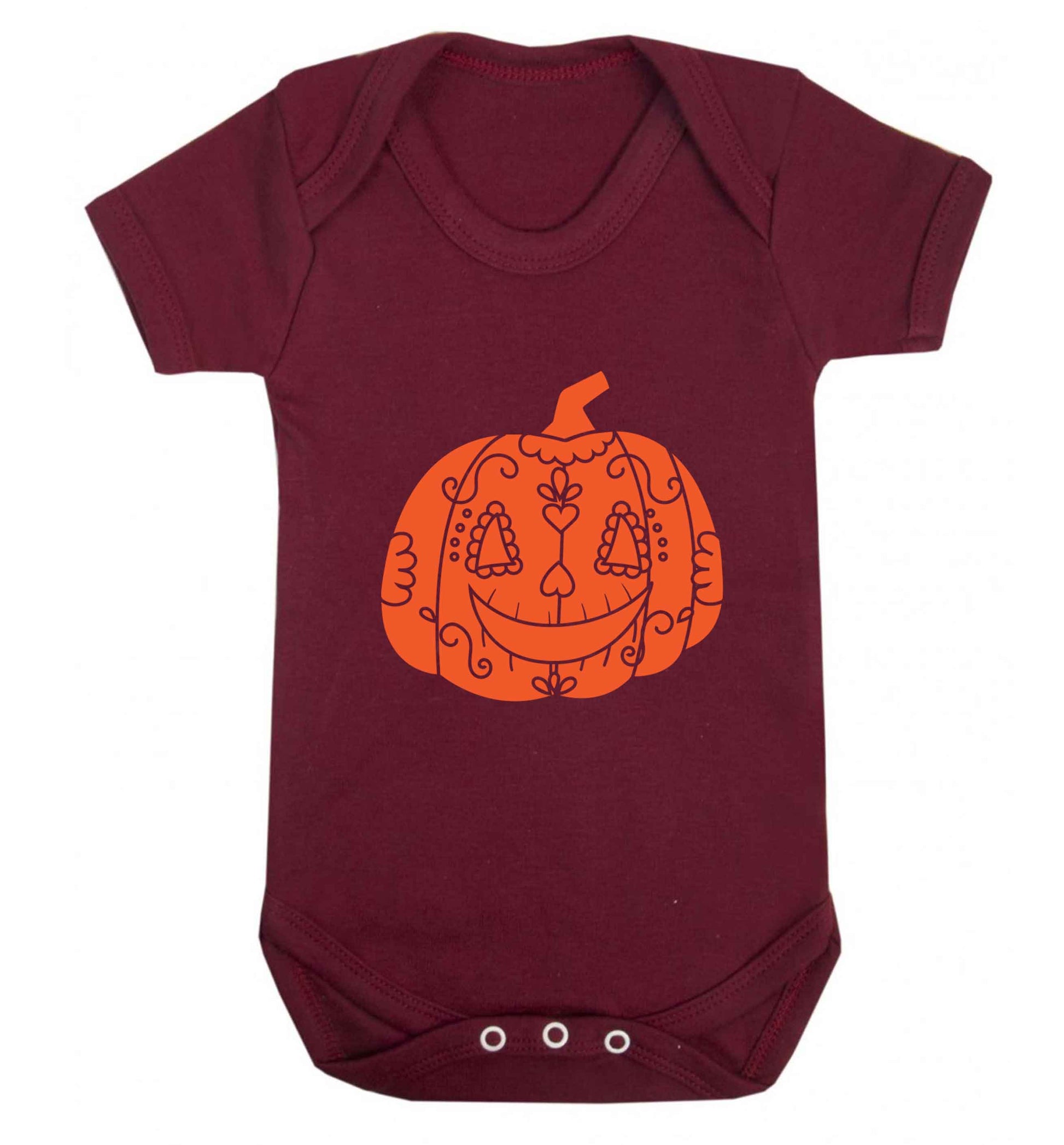 Pumpkin sugar skull baby vest maroon 18-24 months