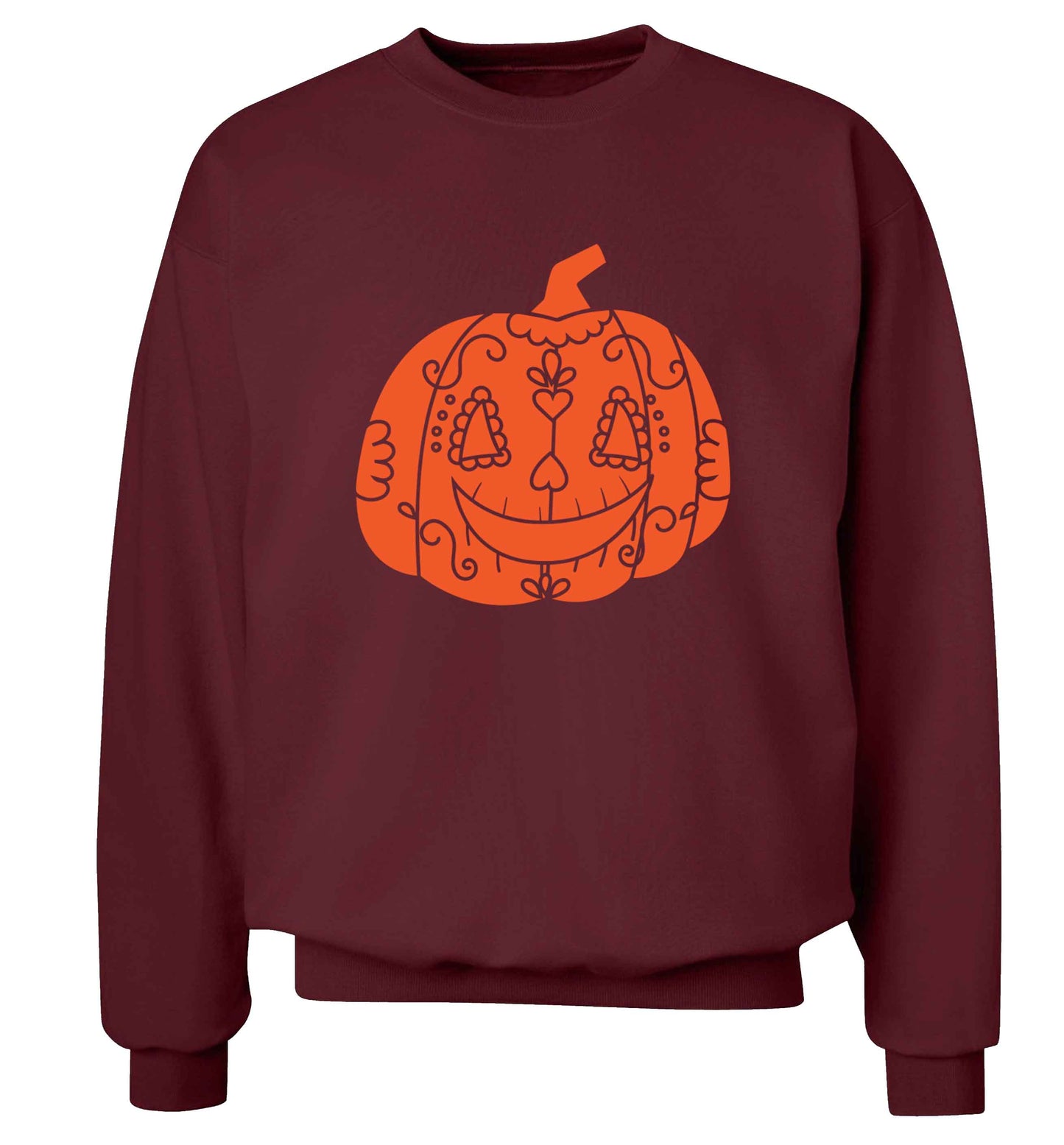 Pumpkin sugar skull adult's unisex maroon sweater 2XL