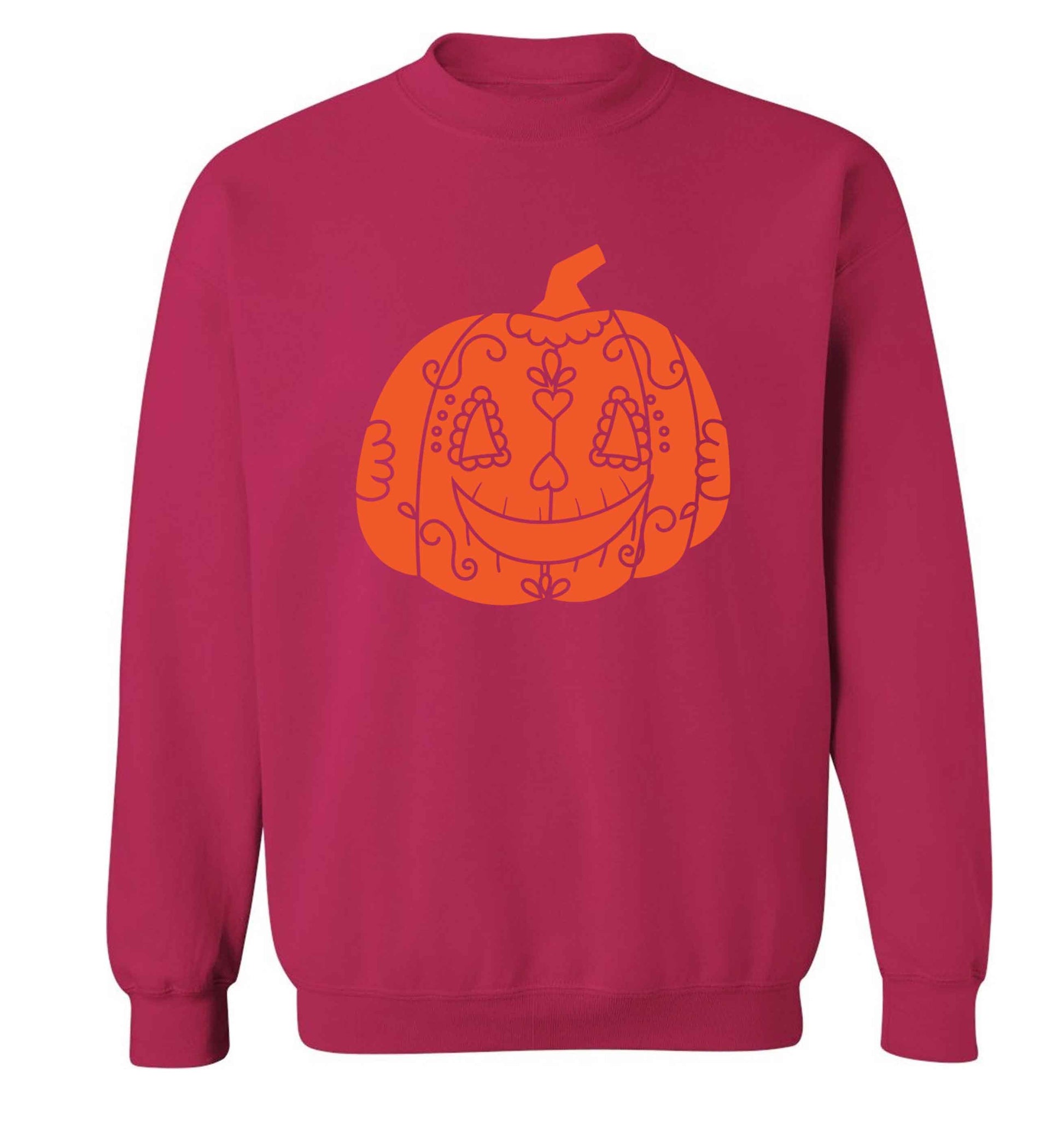 Pumpkin sugar skull adult's unisex pink sweater 2XL