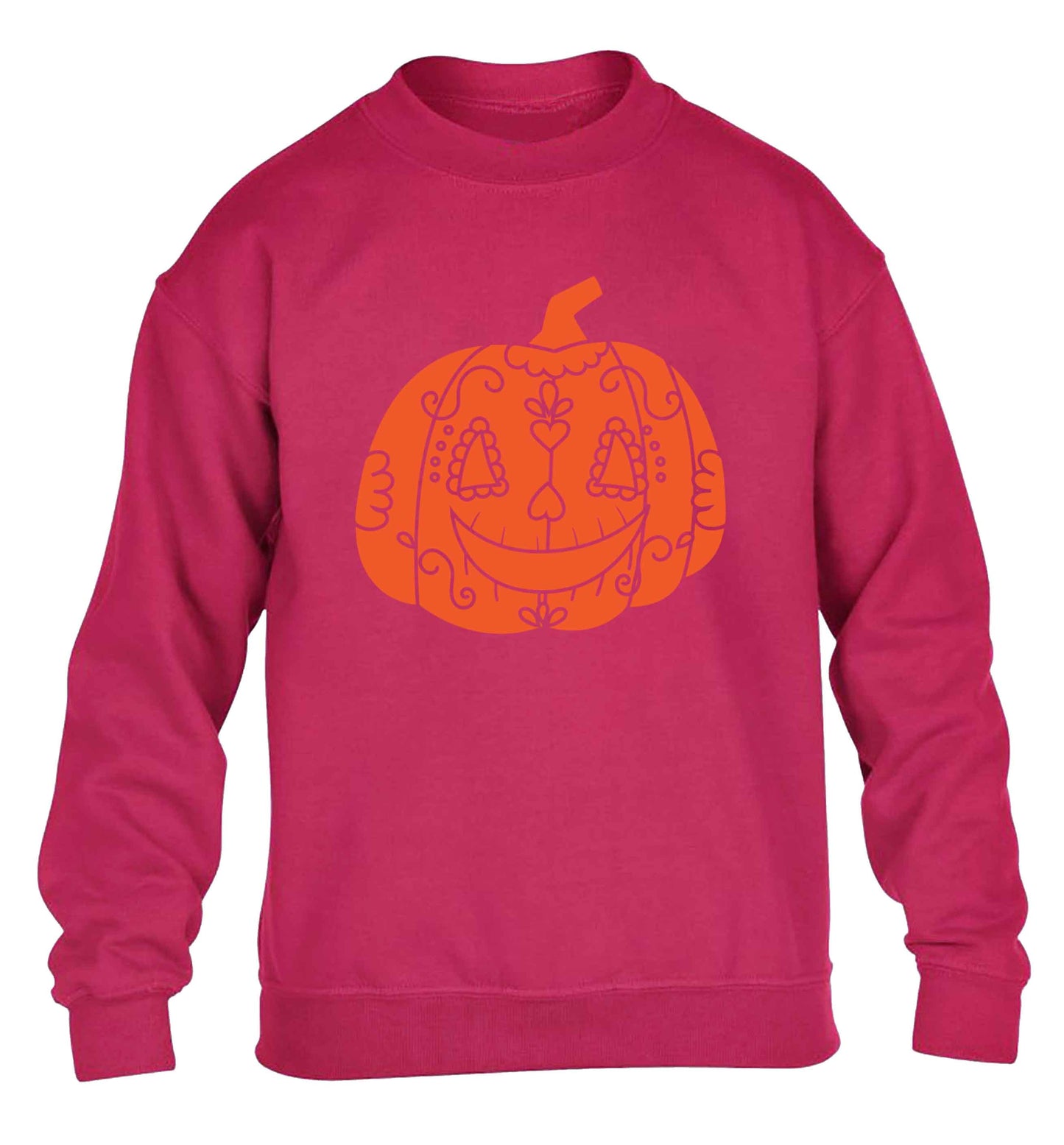Pumpkin sugar skull children's pink sweater 12-13 Years