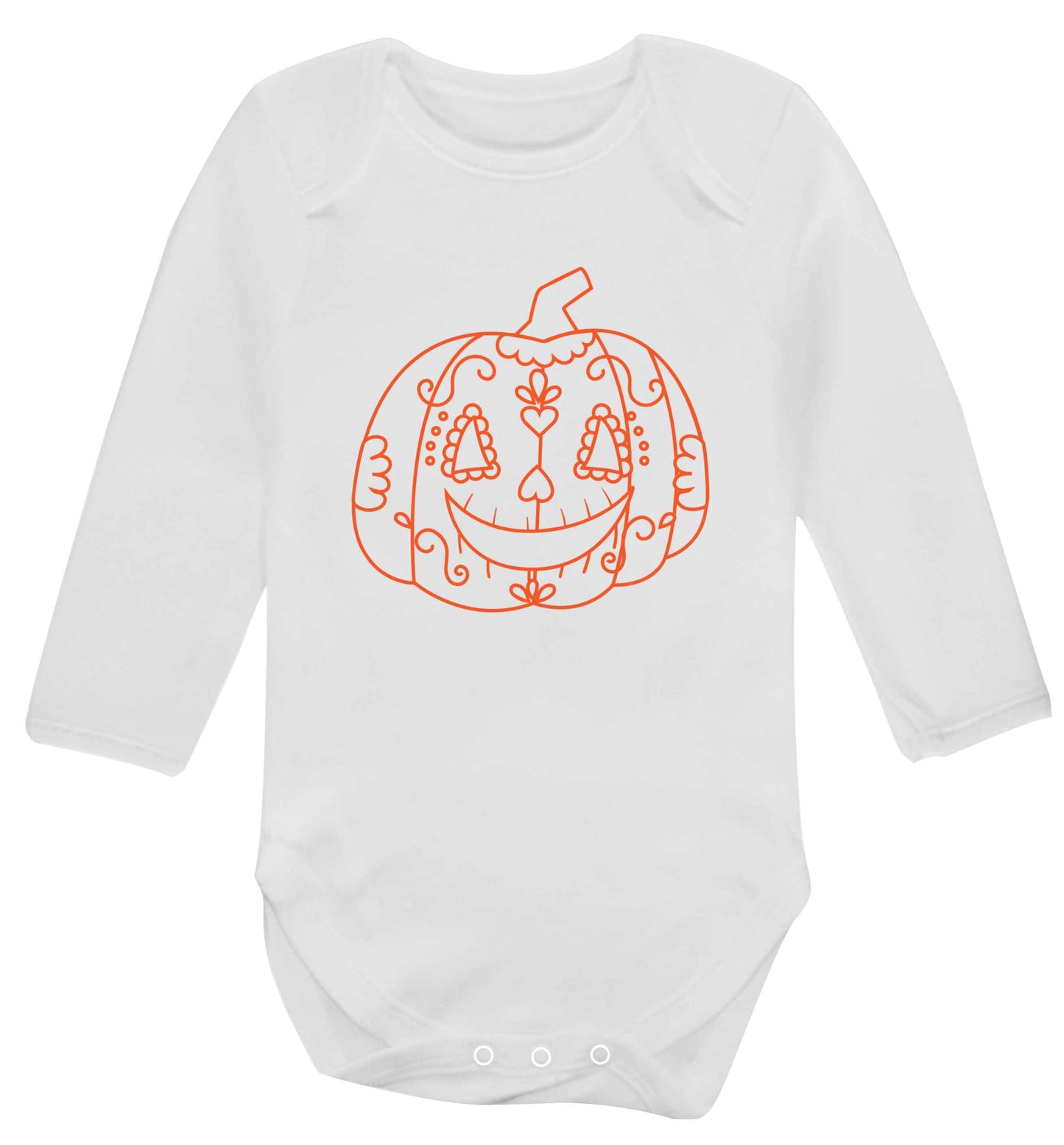 Pumpkin sugar skull baby vest long sleeved white 6-12 months