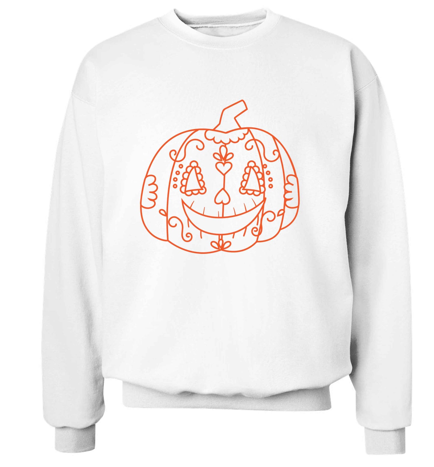 Pumpkin sugar skull adult's unisex white sweater 2XL