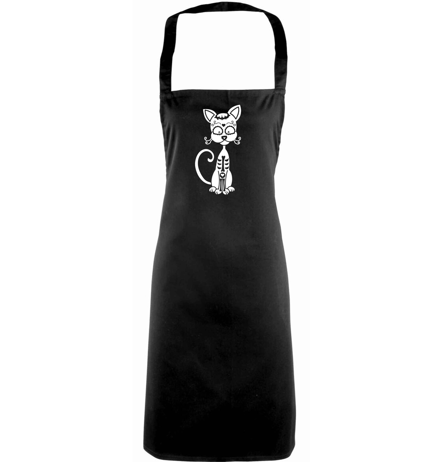 Cat sugar skull adults black apron
