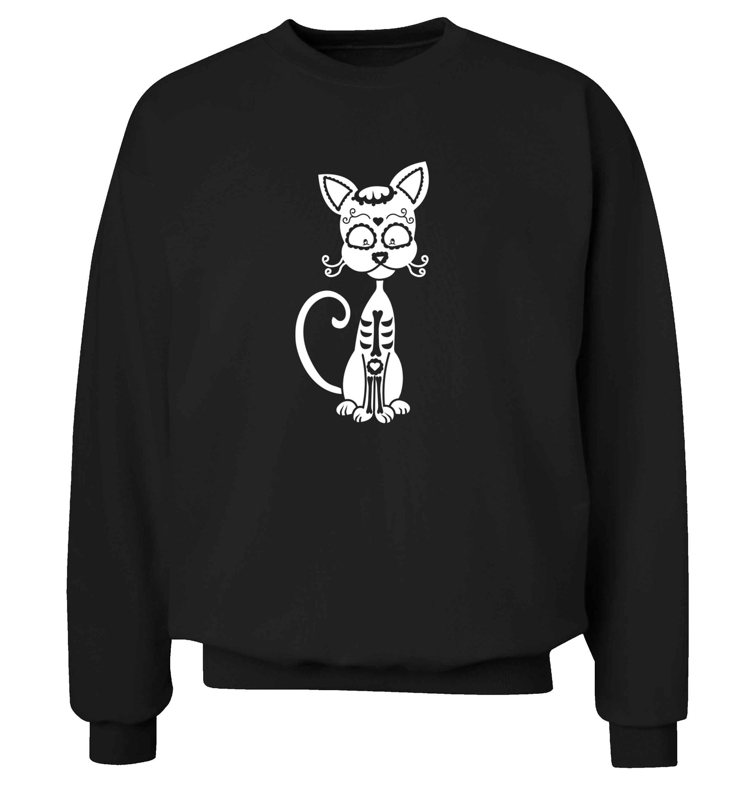 Cat sugar skull adult's unisex black sweater 2XL