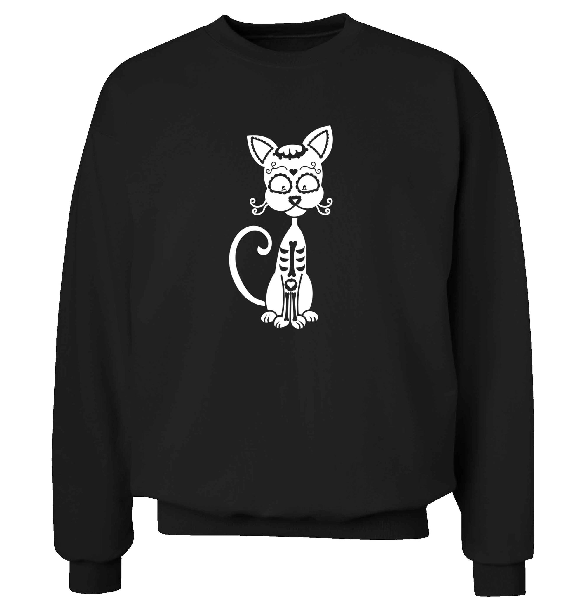 Cat sugar skull adult's unisex black sweater 2XL