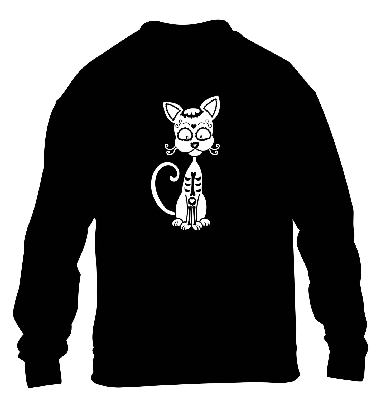 Cat sugar skull children's black sweater 12-13 Years