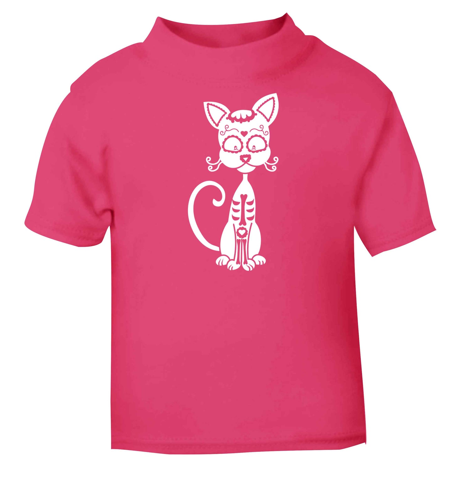 Cat sugar skull pink baby toddler Tshirt 2 Years