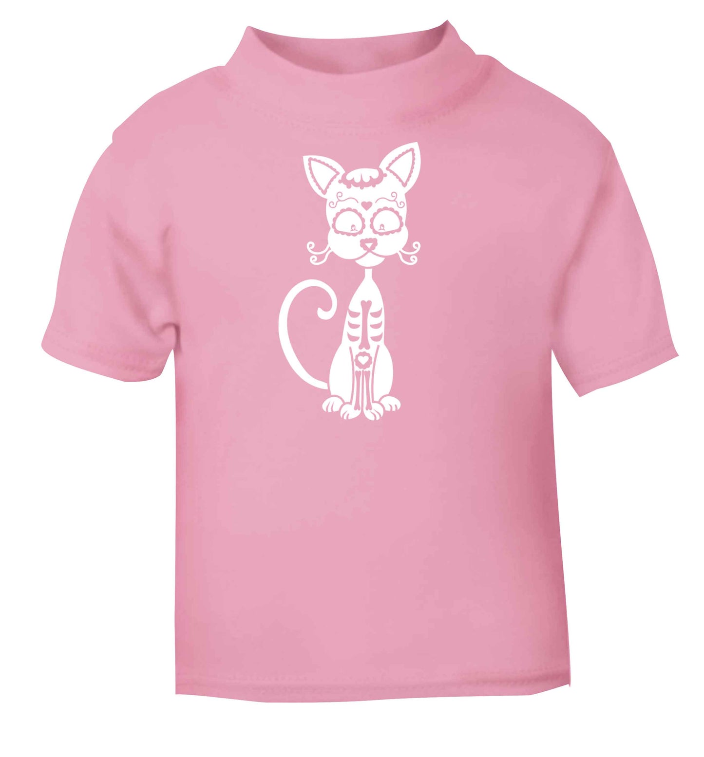 Cat sugar skull light pink baby toddler Tshirt 2 Years
