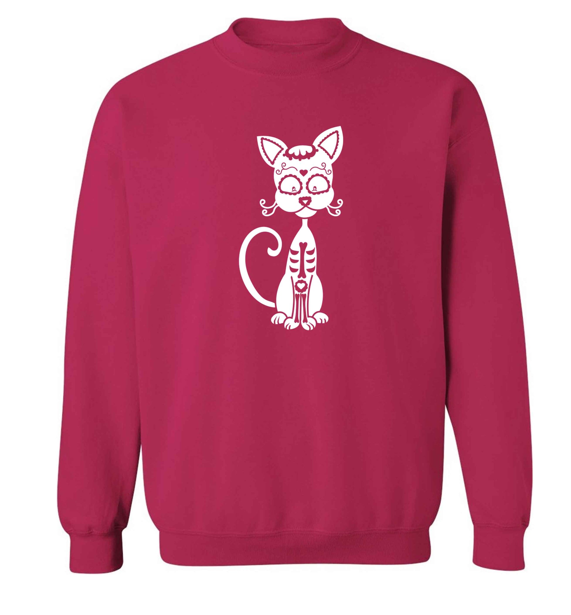 Cat sugar skull adult's unisex pink sweater 2XL