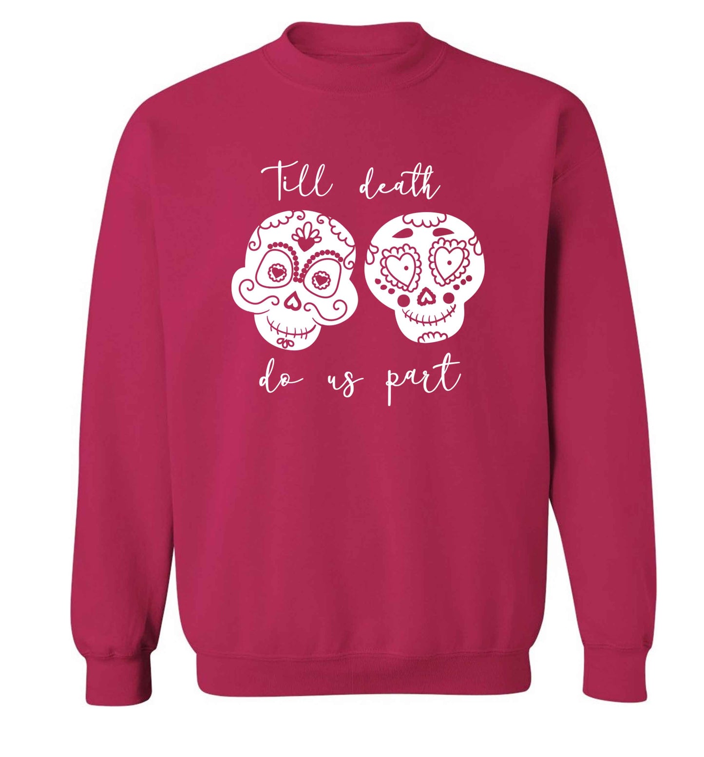 Till death do us part sugar skulls adult's unisex pink sweater 2XL
