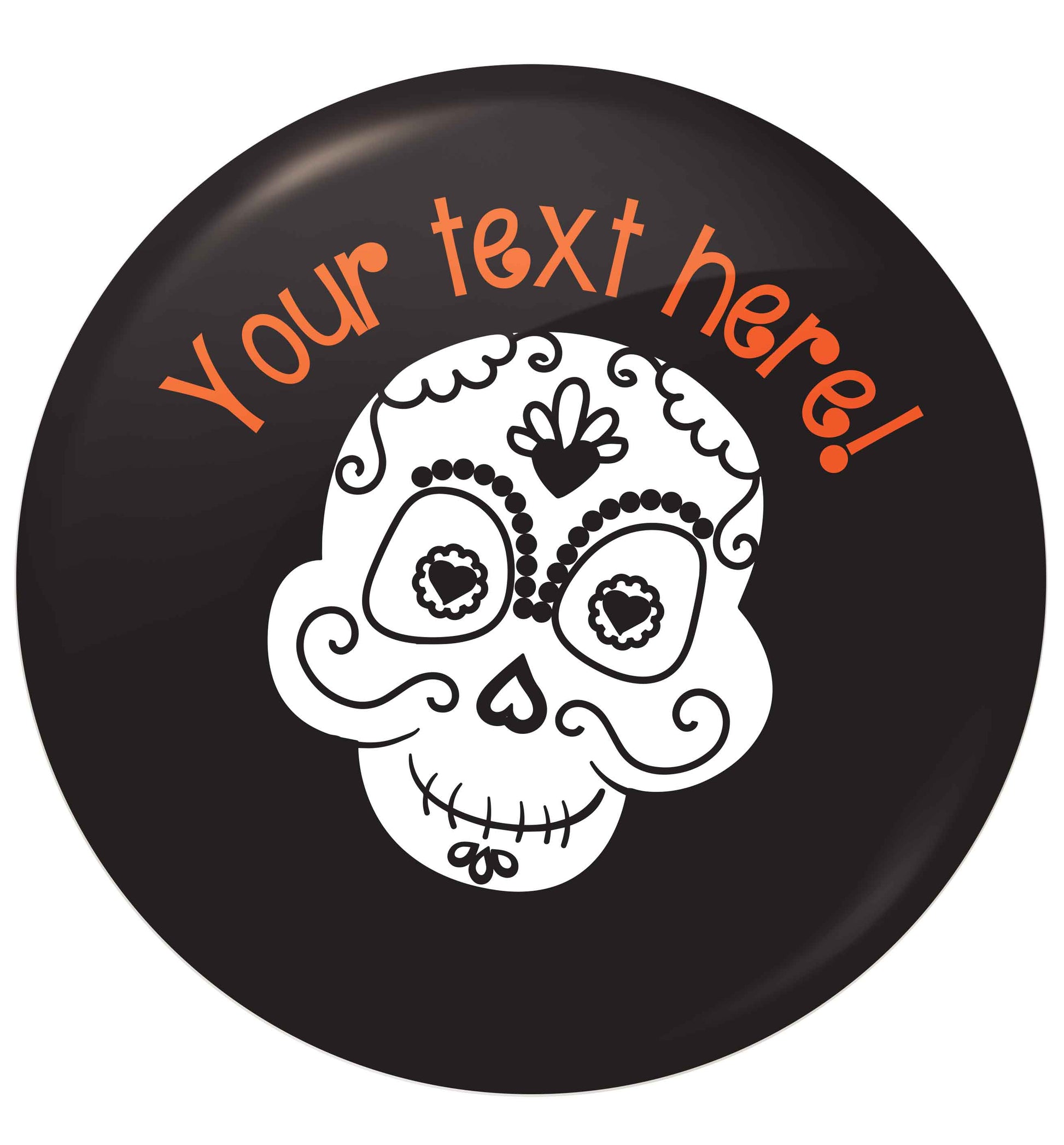 Male sugar skull - your text here small 25mm Pin badge