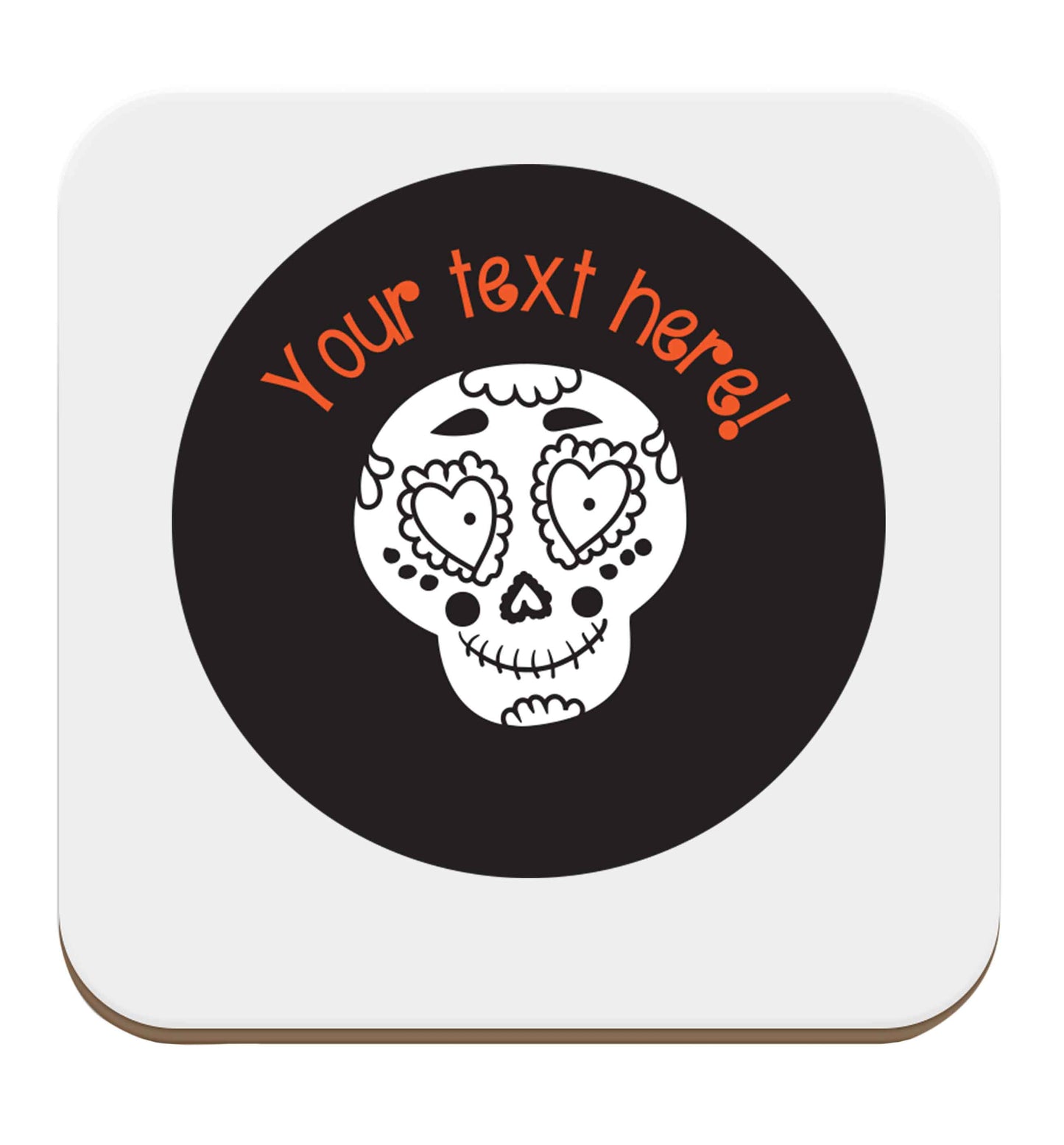 Female sugar skull - your text here set of four coasters