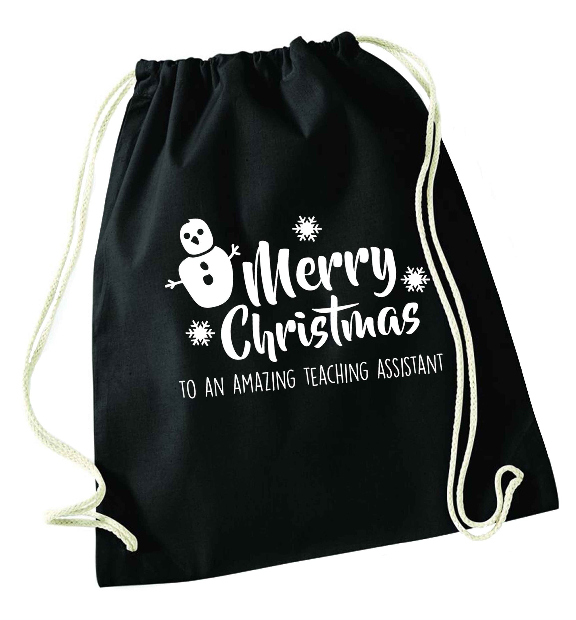 Merry christmas to my teacher black drawstring bag