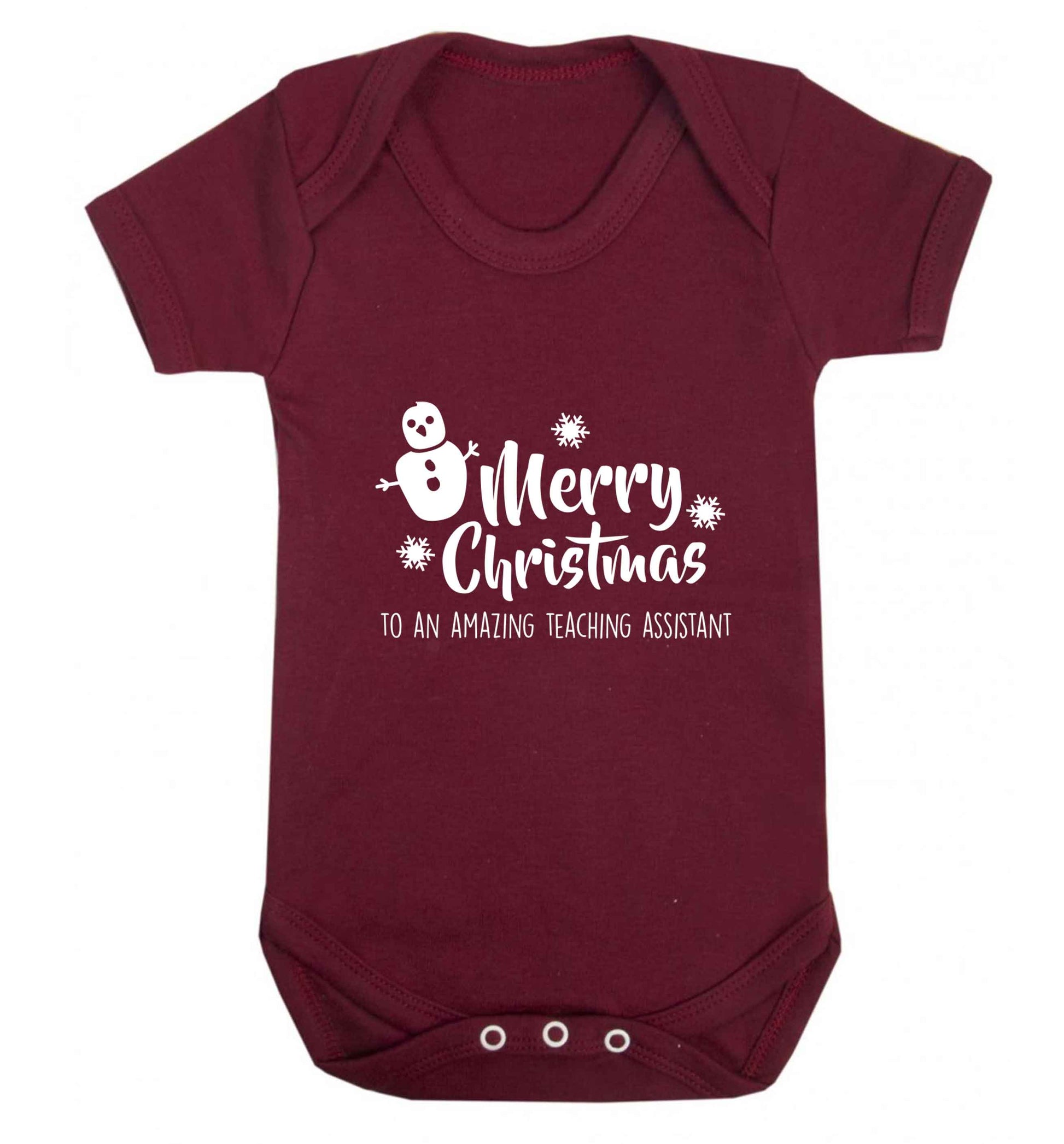 Merry christmas to my teacher baby vest maroon 18-24 months