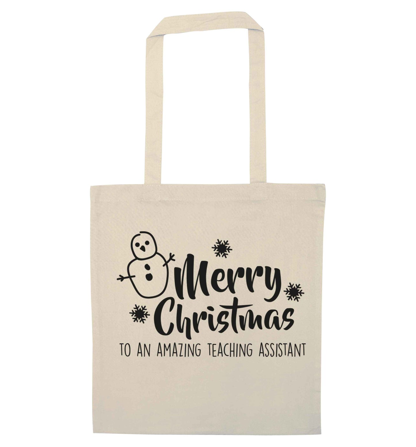 Merry christmas to my teacher natural tote bag