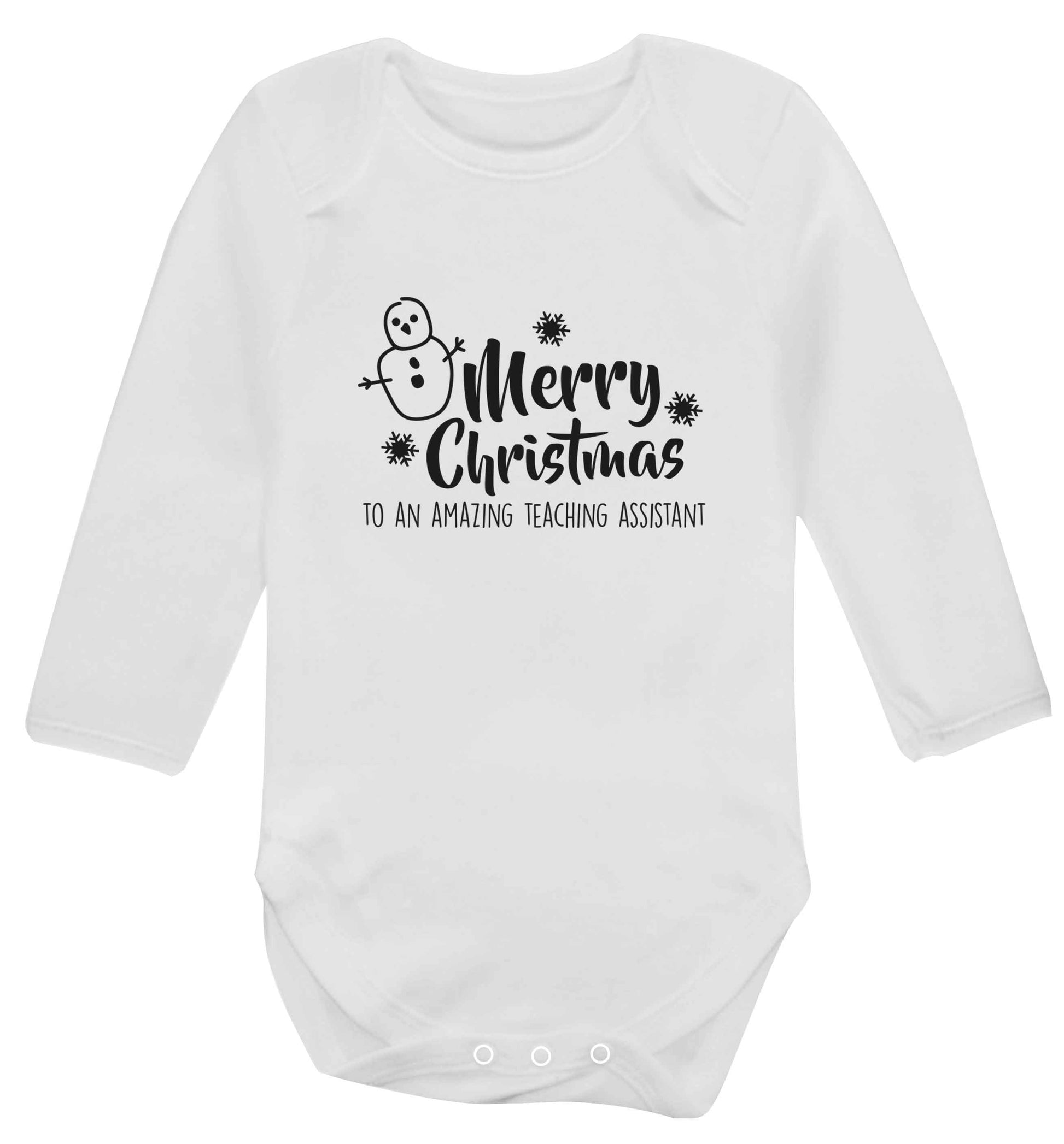 Merry christmas to my teacher baby vest long sleeved white 6-12 months