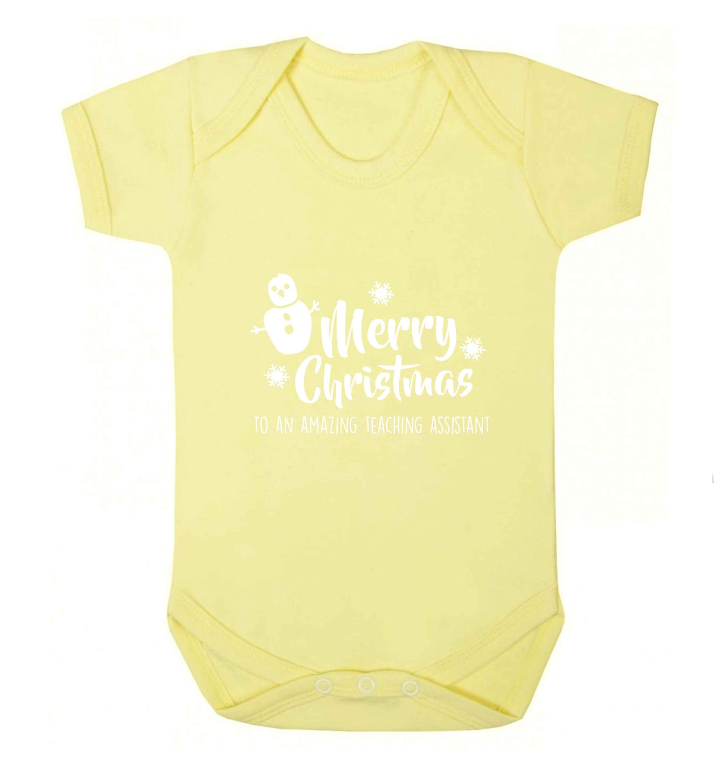 Merry christmas to my teacher baby vest pale yellow 18-24 months