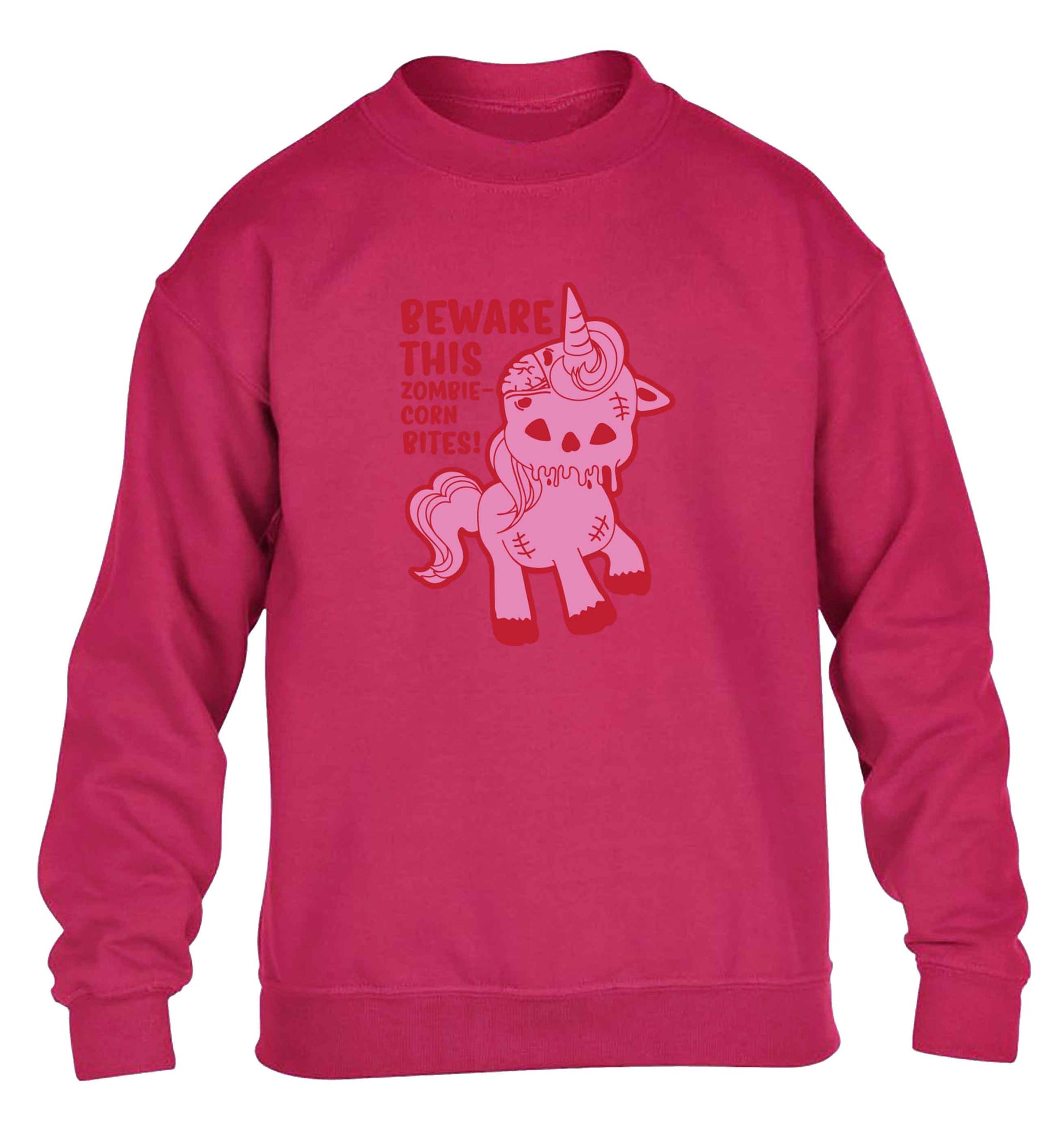 Beware this zombiecorn bites children's pink sweater 12-13 Years