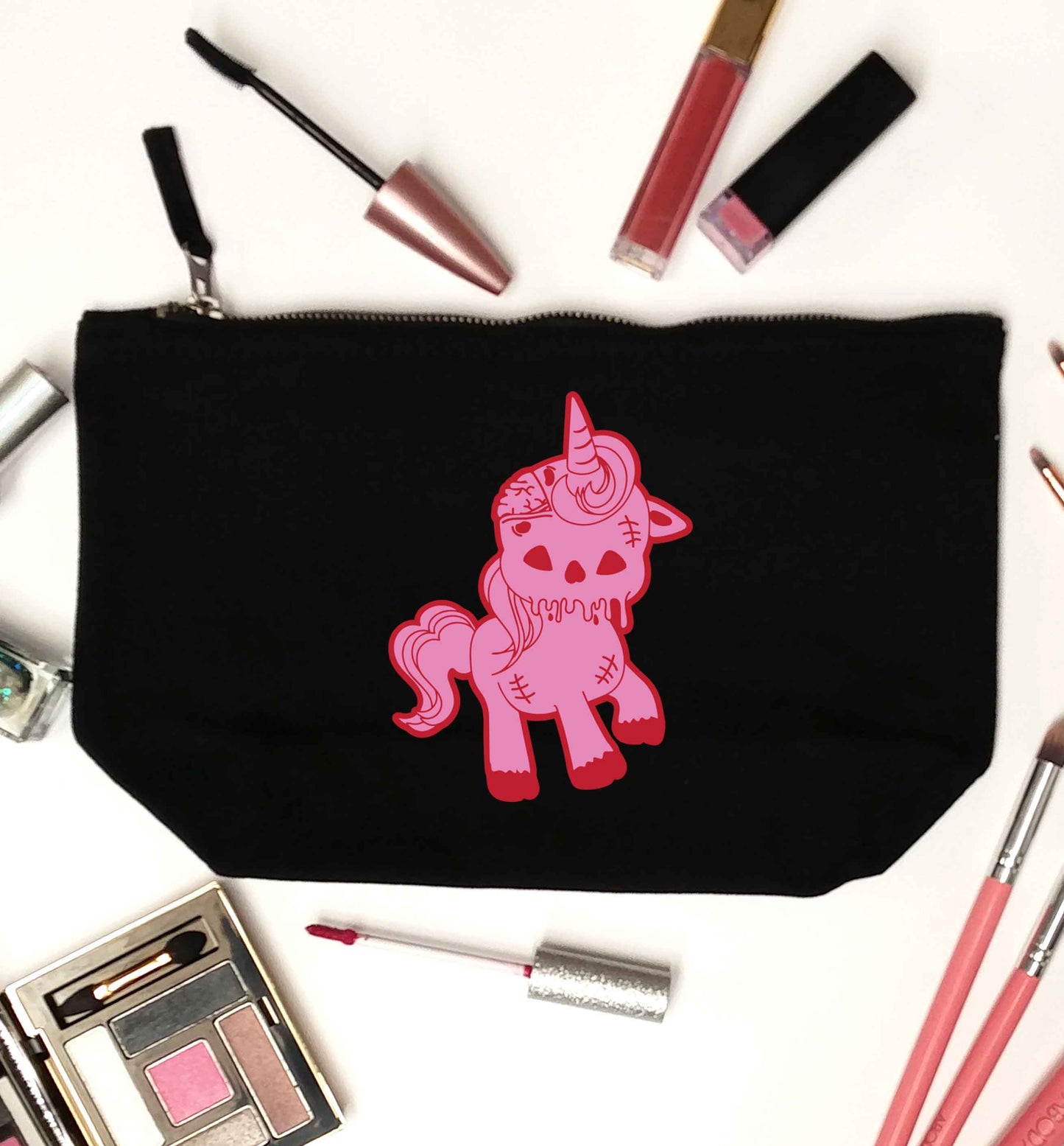 Zombie unicorn zombiecorn black makeup bag