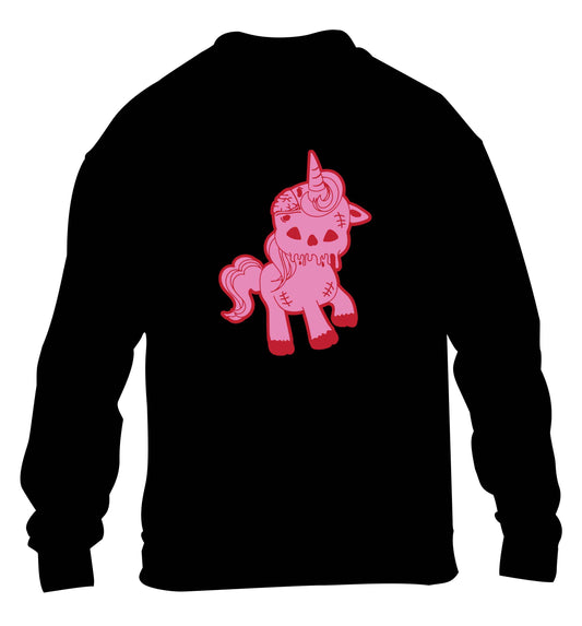 Zombie unicorn zombiecorn children's black sweater 12-13 Years