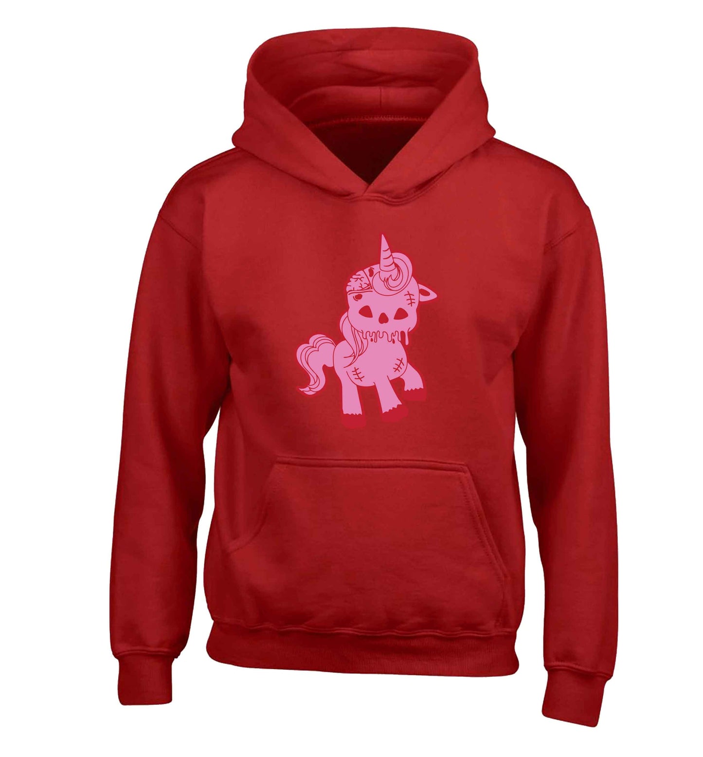 Zombie unicorn zombiecorn children's red hoodie 12-13 Years