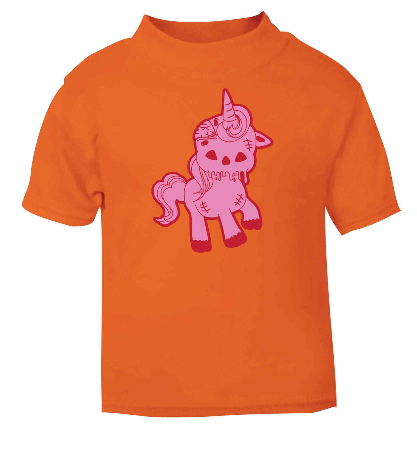 Zombie unicorn zombiecorn orange baby toddler Tshirt 2 Years