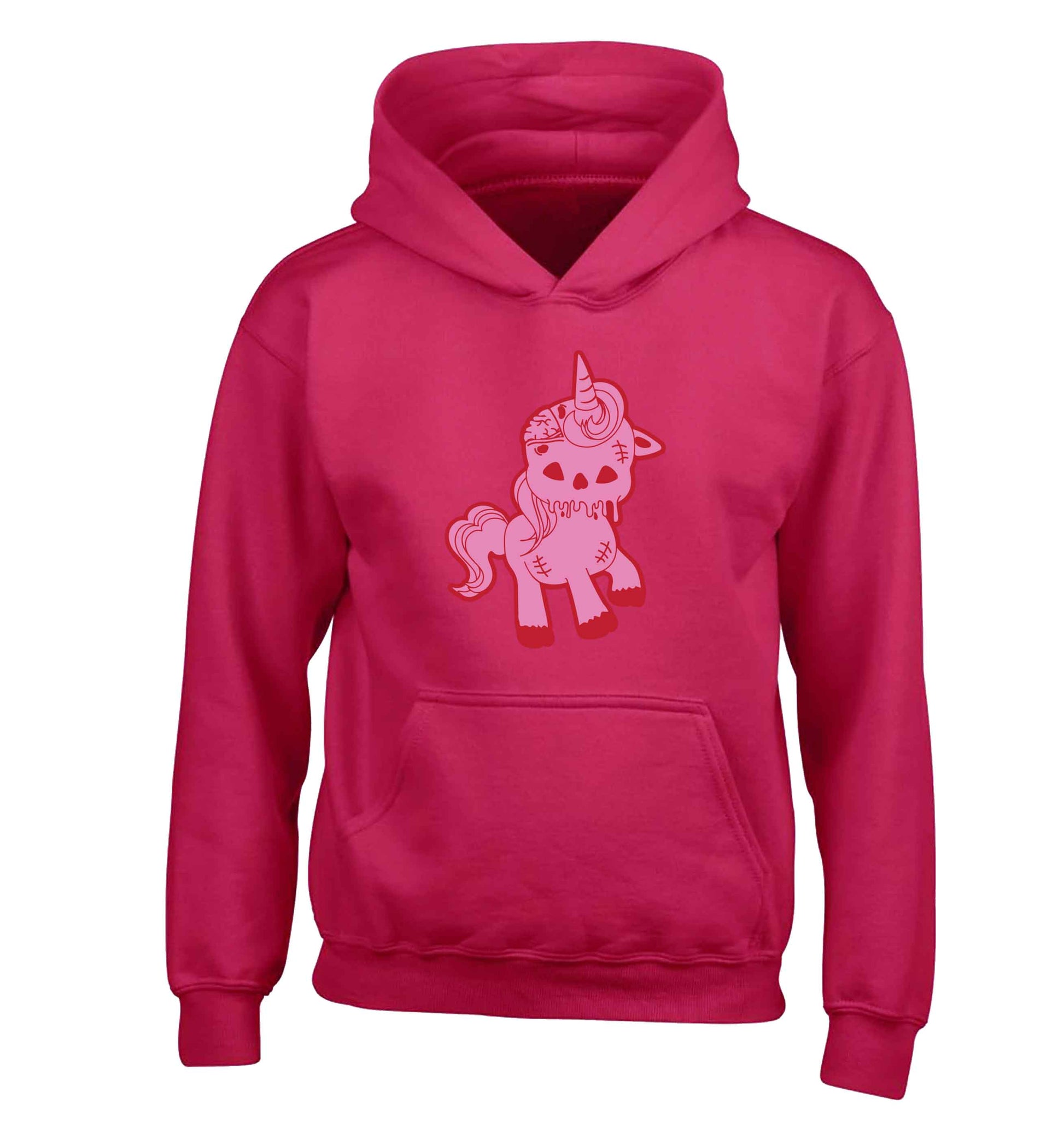 Zombie unicorn zombiecorn children's pink hoodie 12-13 Years