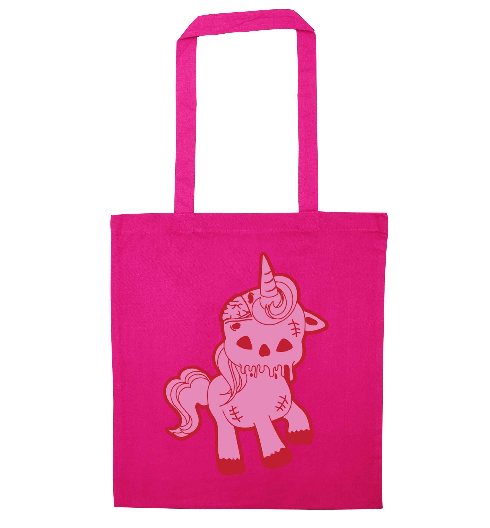 Zombie unicorn zombiecorn pink tote bag