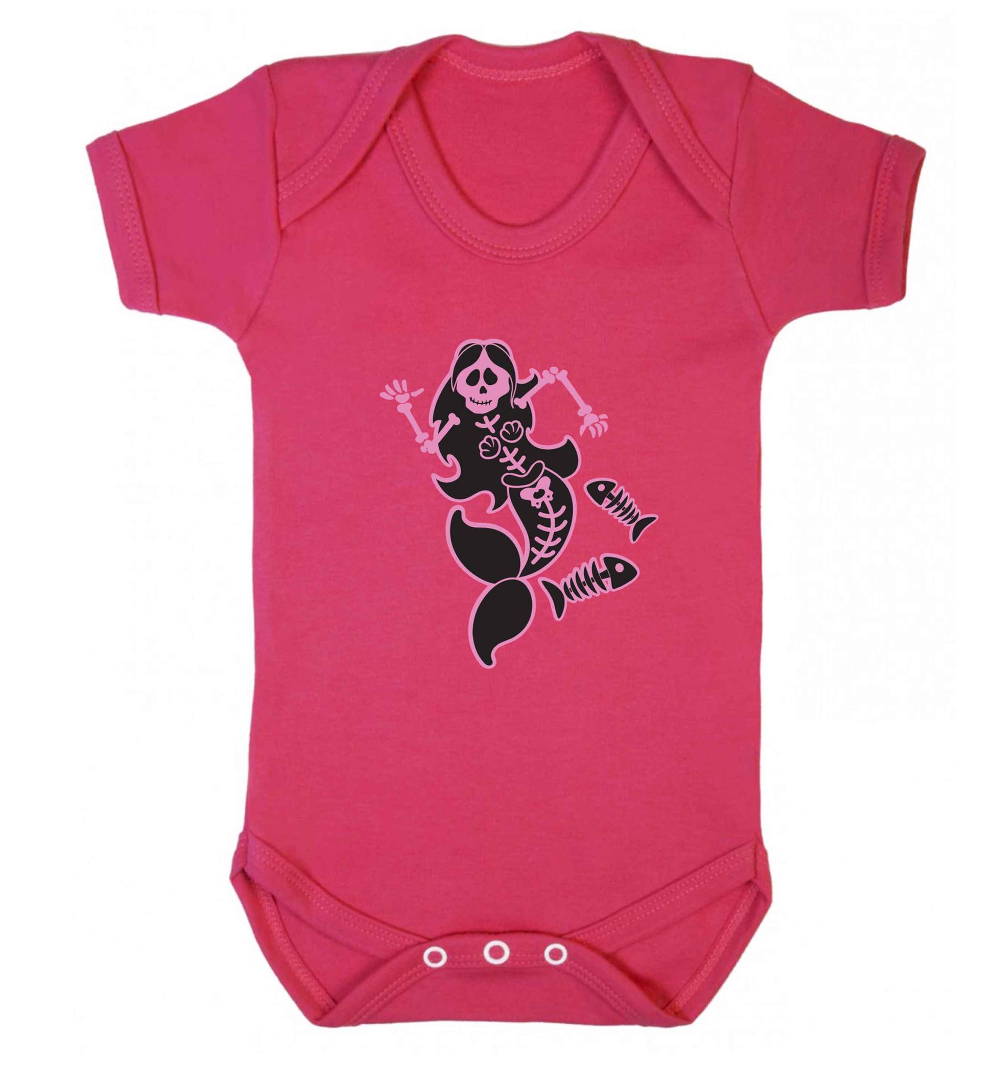 Skeleton mermaid baby vest dark pink 18-24 months