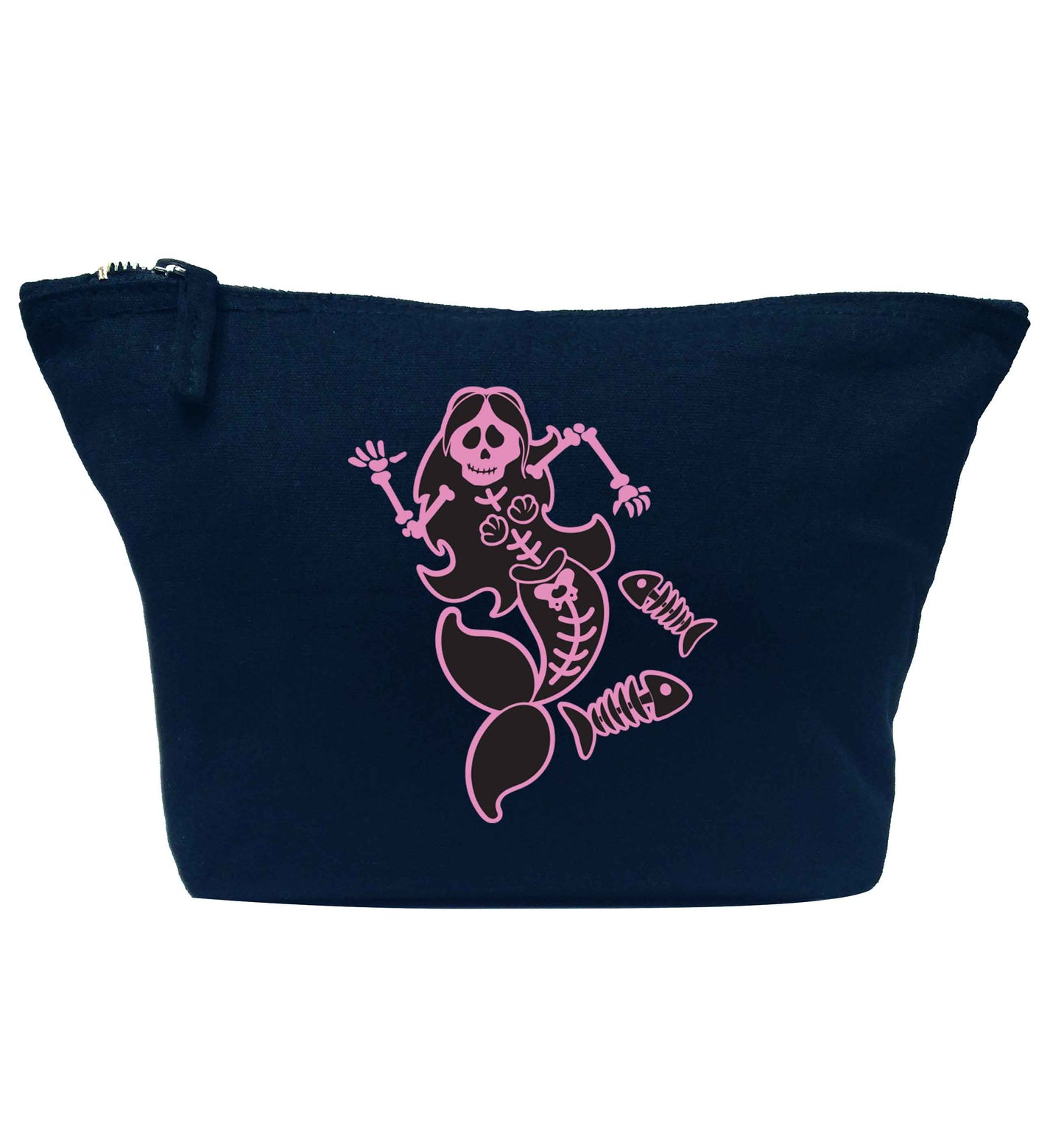 Skeleton mermaid navy makeup bag