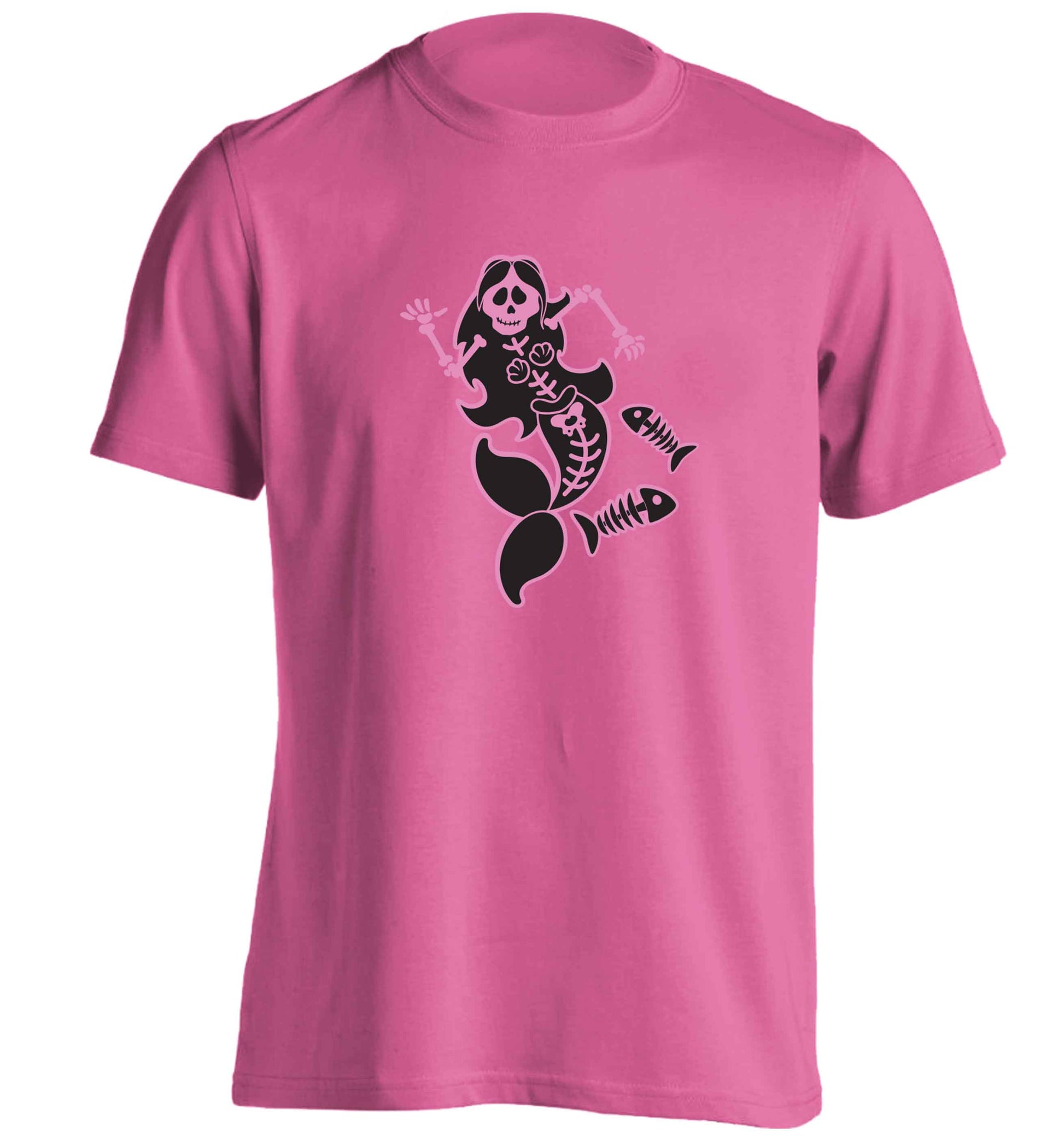 Skeleton mermaid adults unisex pink Tshirt 2XL