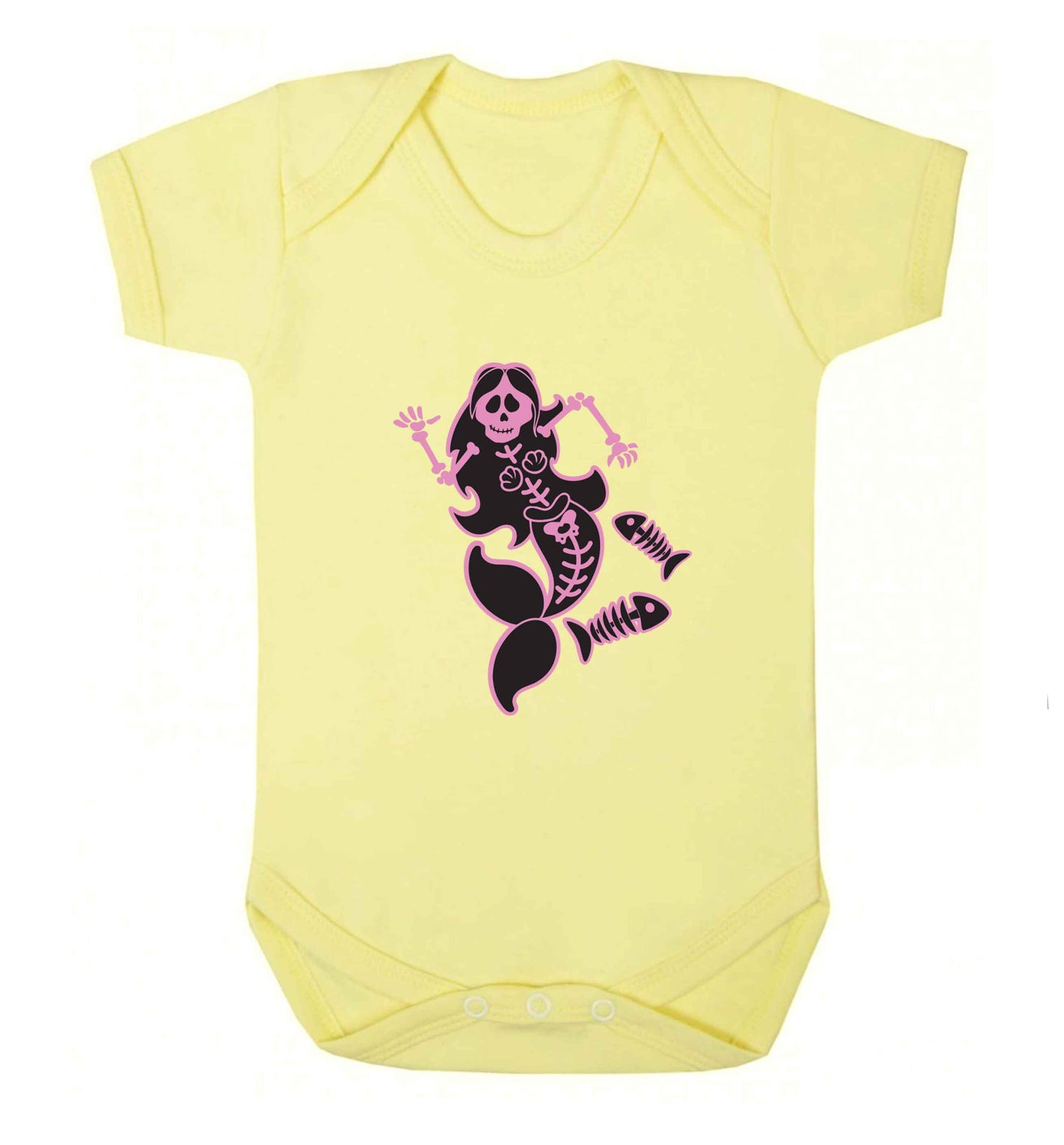 Skeleton mermaid baby vest pale yellow 18-24 months