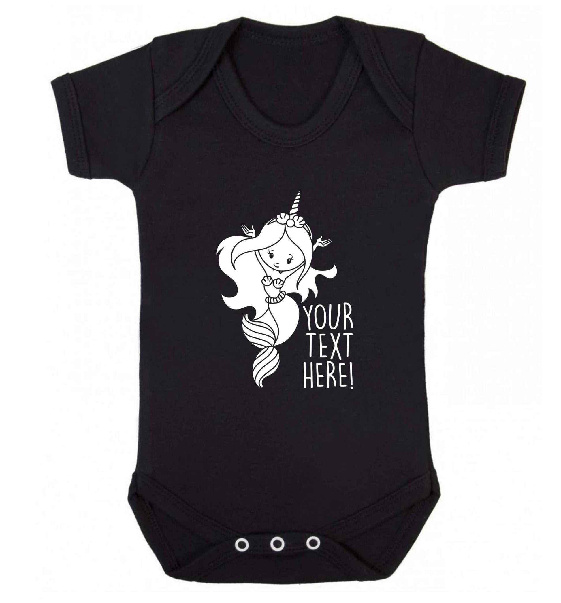 Mermaid with unicorn headband any text baby vest black 18-24 months
