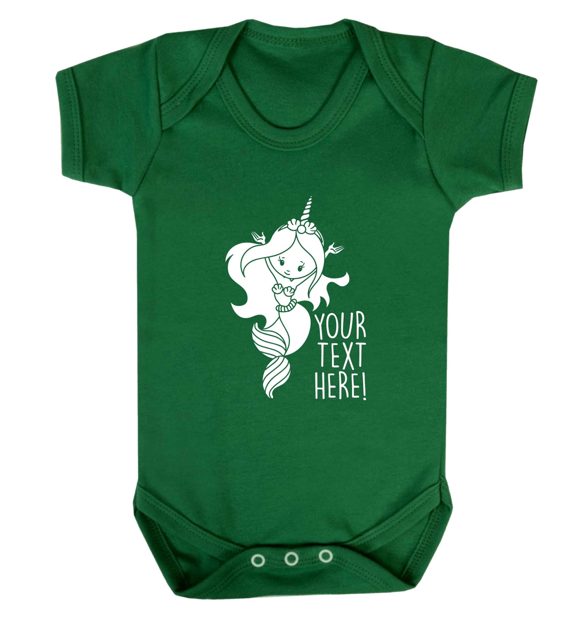 Mermaid with unicorn headband any text baby vest green 18-24 months