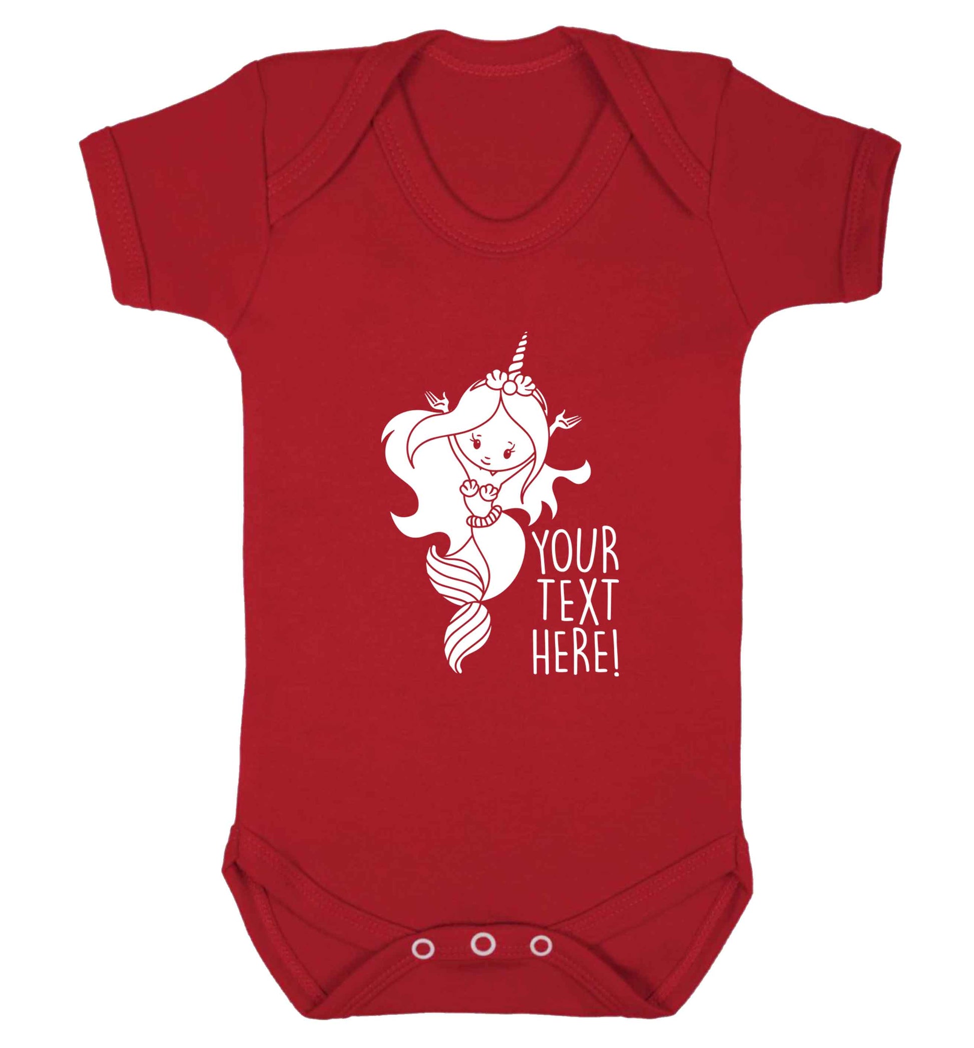 Mermaid with unicorn headband any text baby vest red 18-24 months