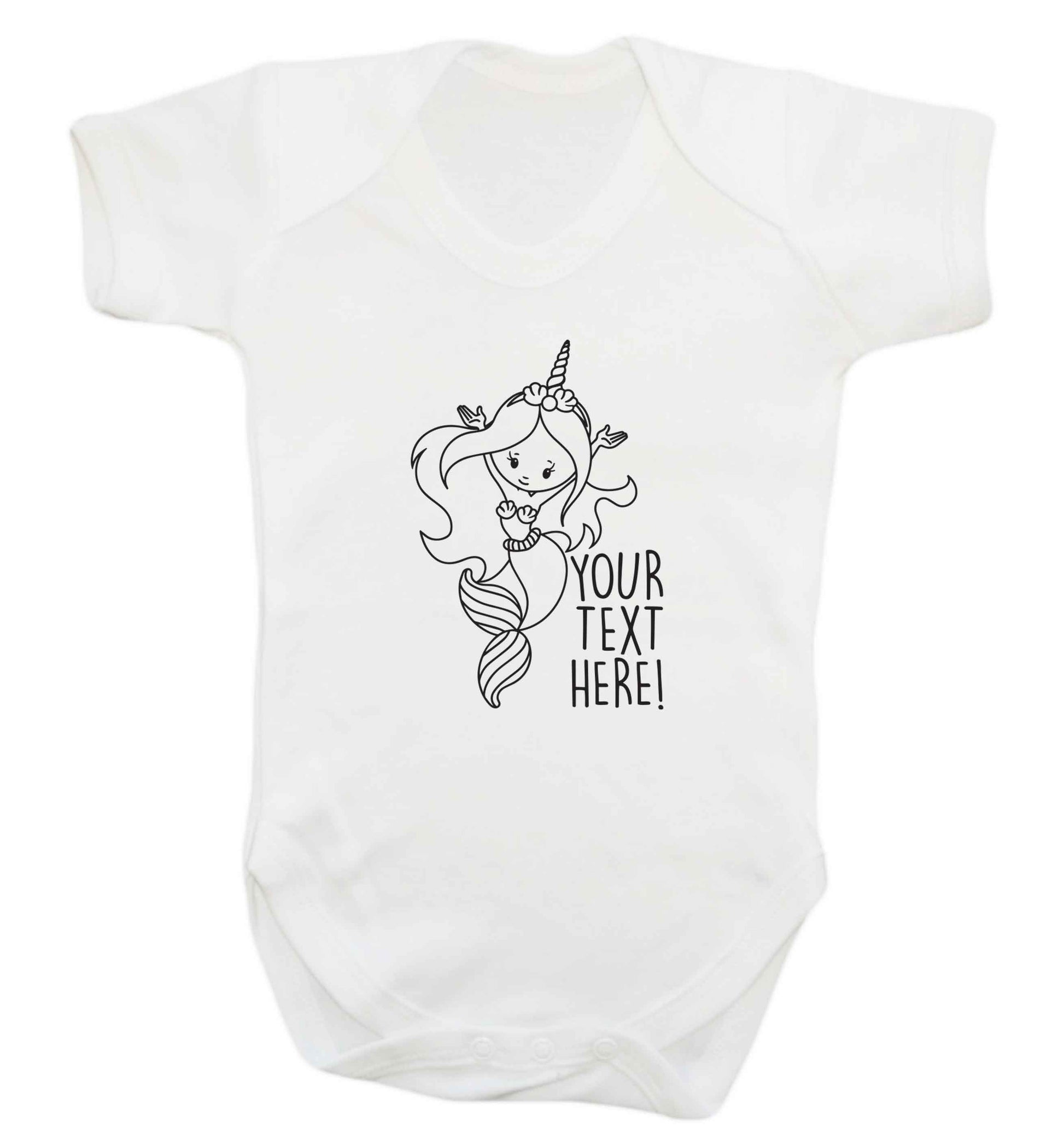 Mermaid with unicorn headband any text baby vest white 18-24 months