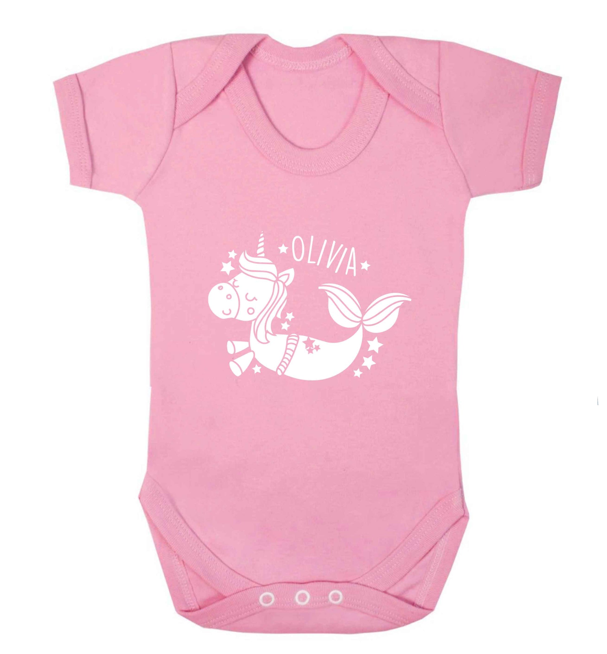 Unicorn mermaid - any name baby vest pale pink 18-24 months