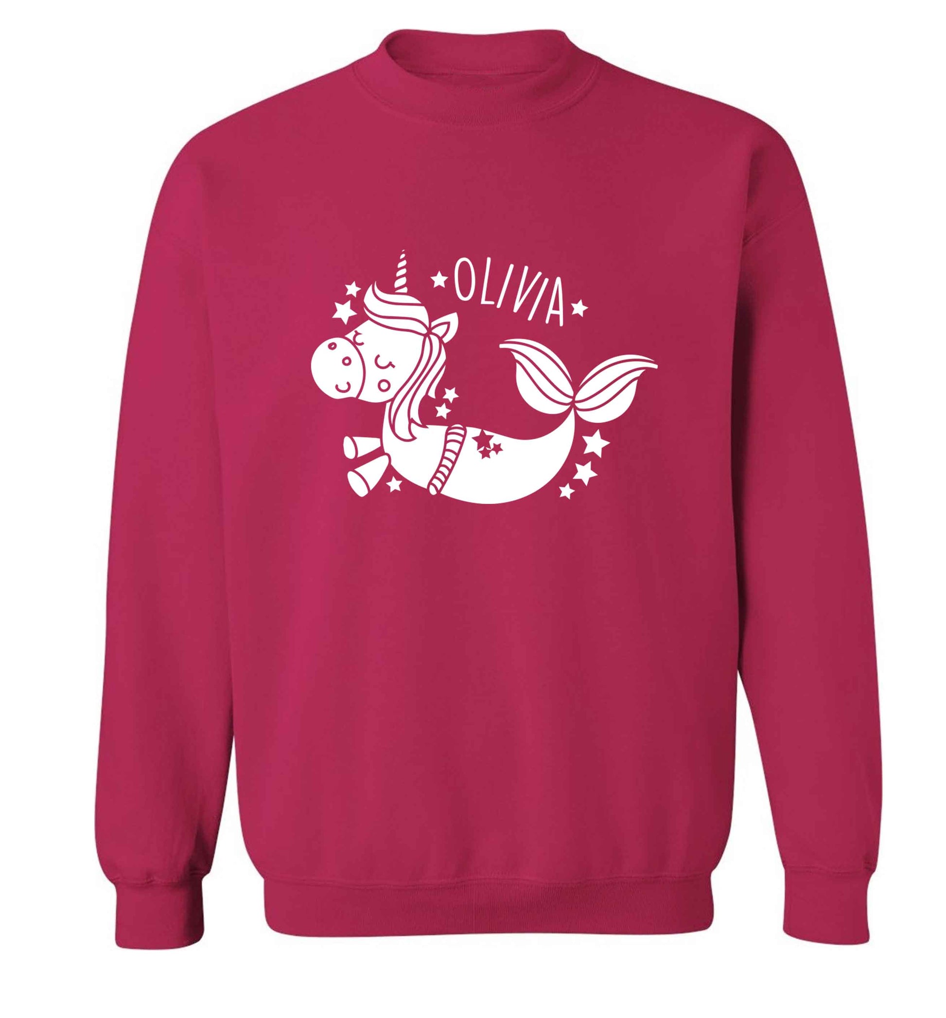 Unicorn mermaid - any name adult's unisex pink sweater 2XL