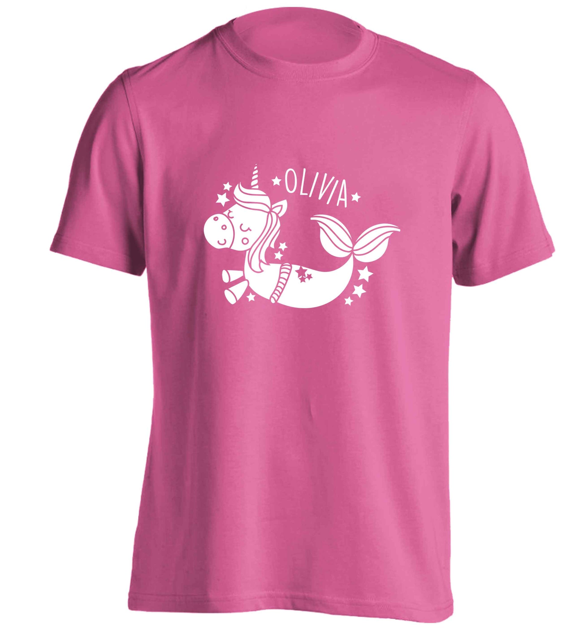 Unicorn mermaid - any name adults unisex pink Tshirt 2XL