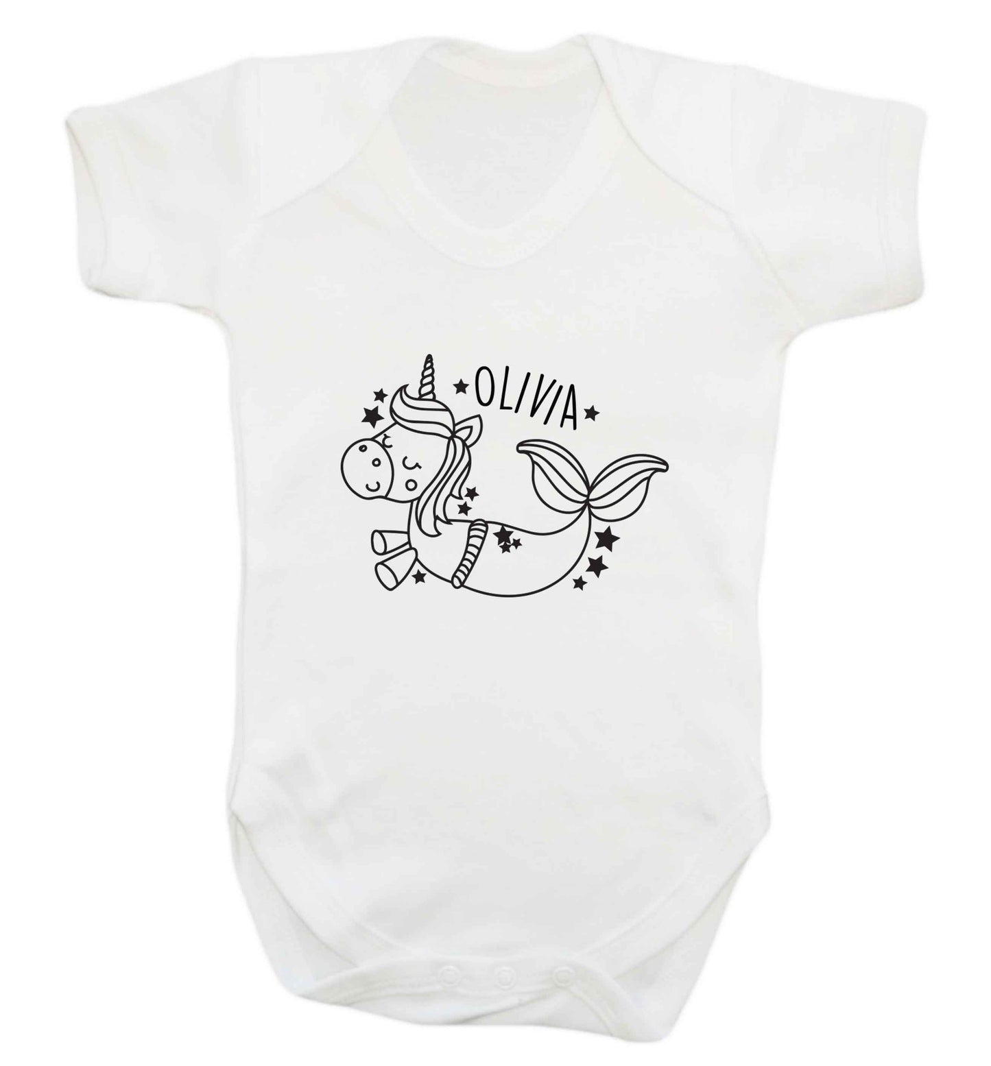 Unicorn mermaid - any name baby vest white 18-24 months