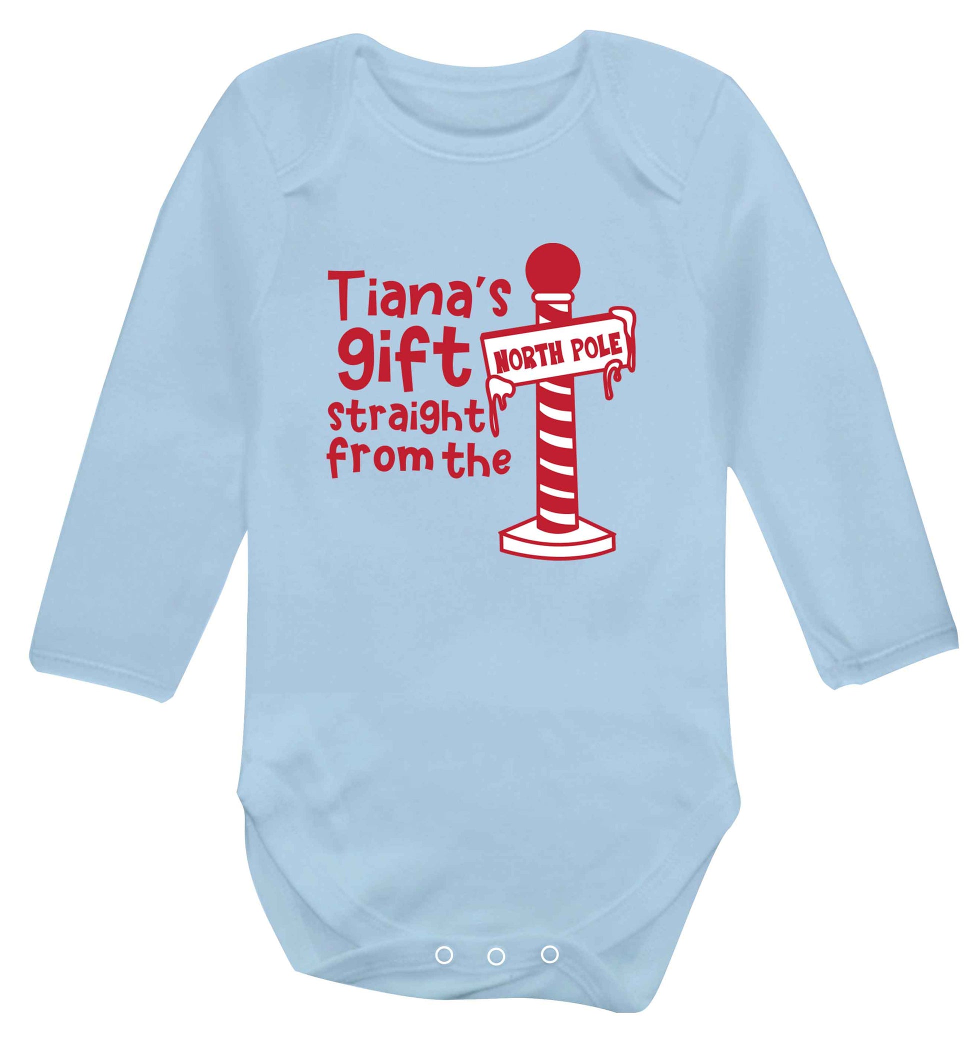 Merry Christmas baby vest long sleeved pale blue 6-12 months