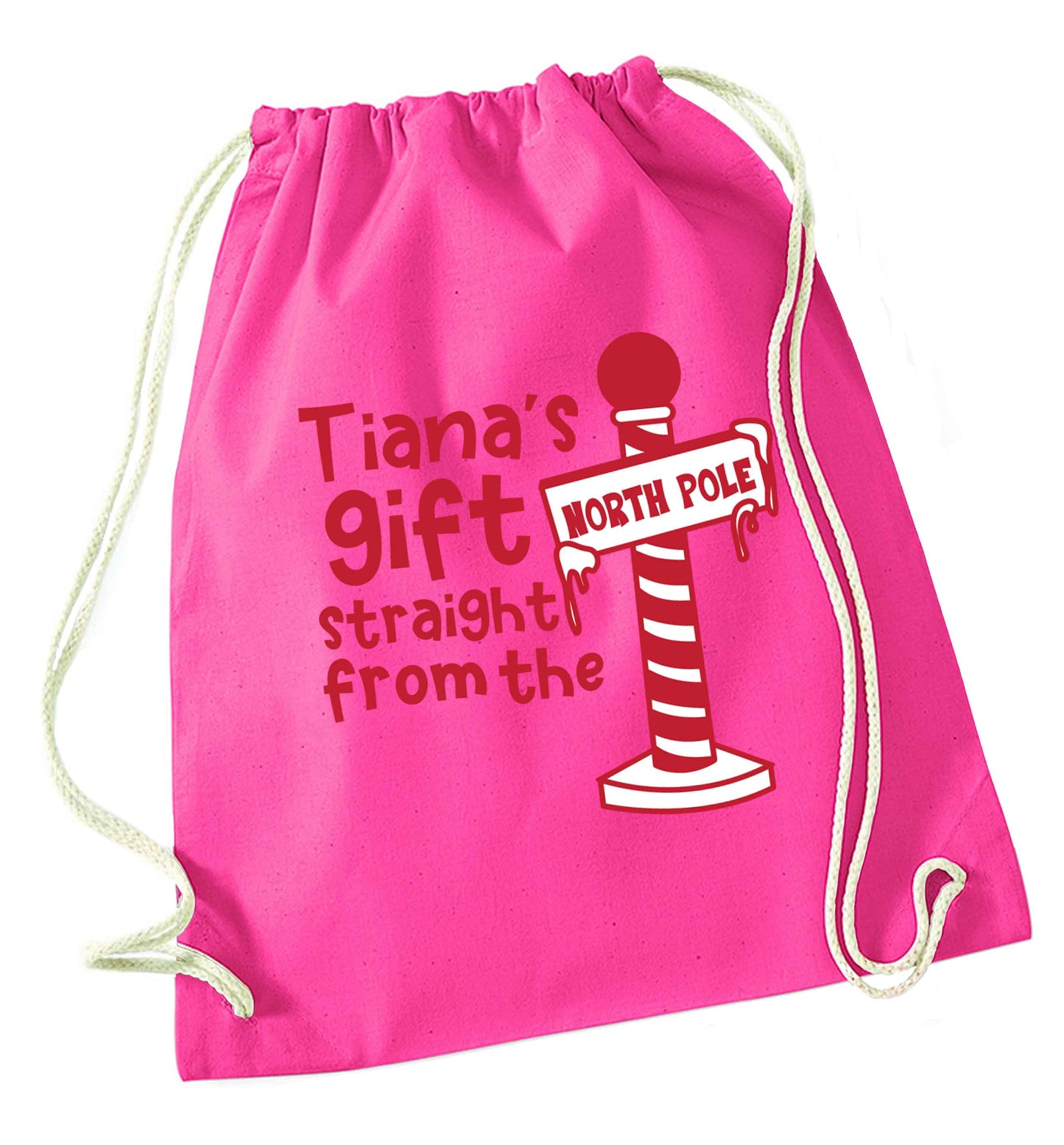 Merry Christmas pink drawstring bag