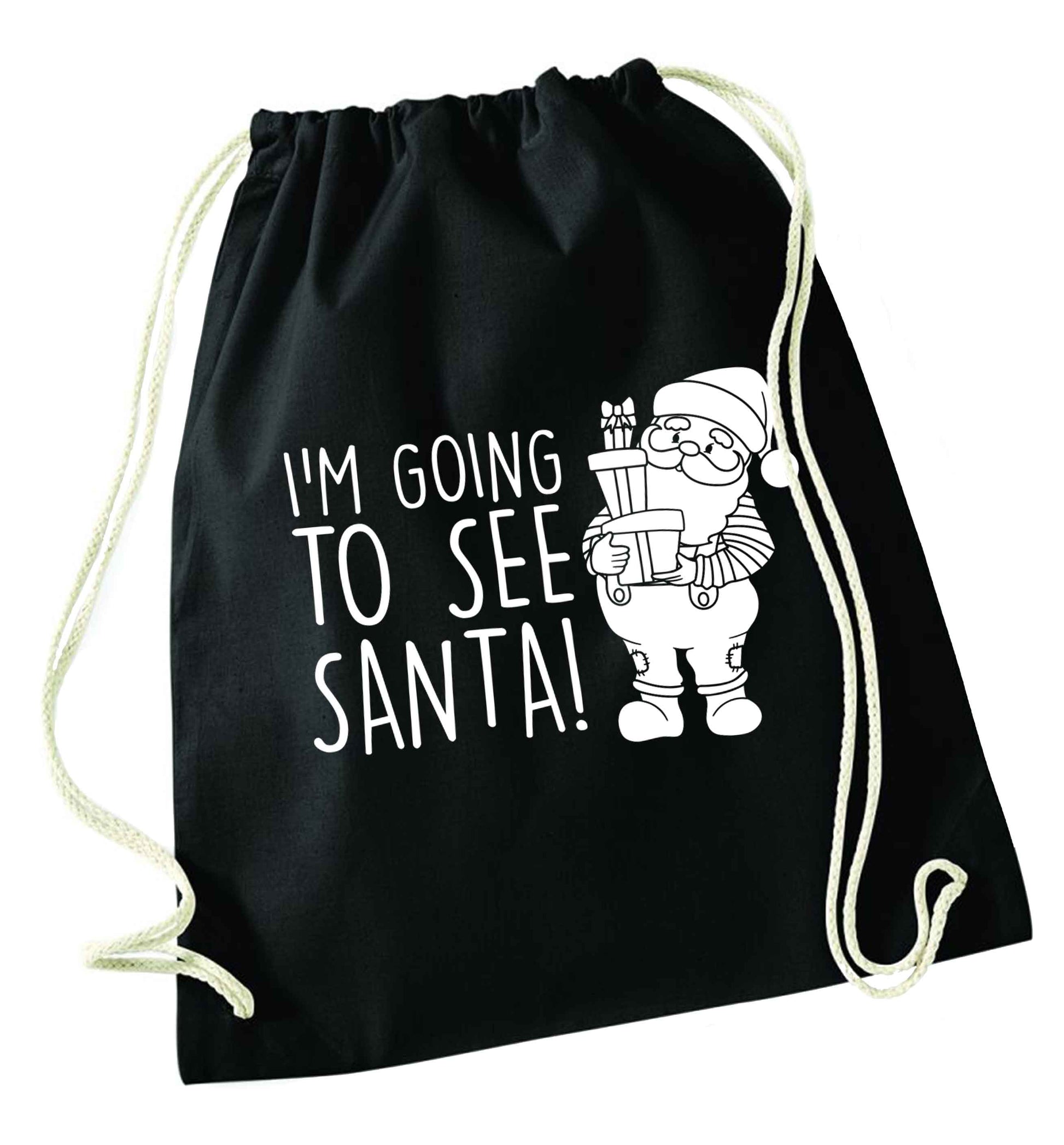 Merry Christmas black drawstring bag
